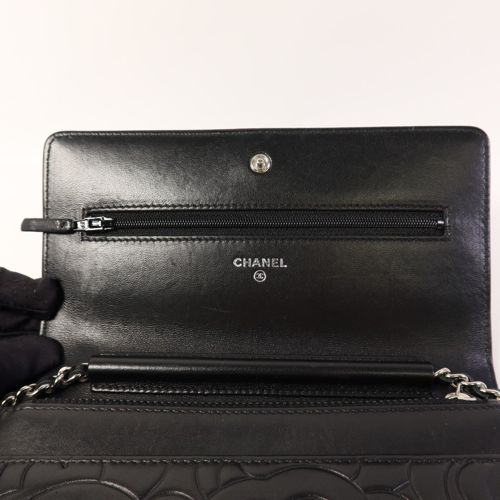 CHANEL 羊皮皮革WOC Wallet On Chain銀扣鏈帶肩背袋
