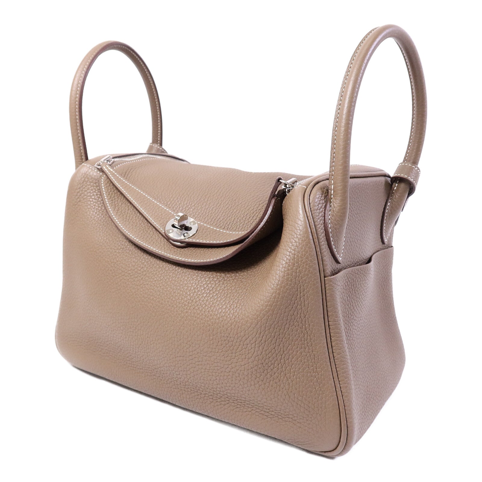 HERMES Clemence皮革Lindy 30手挽肩背兩用袋Etoupe