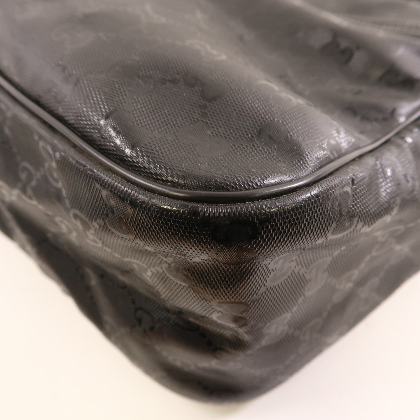 GUCCI 塗層帆布Shoulder Bag銀扣肩背袋