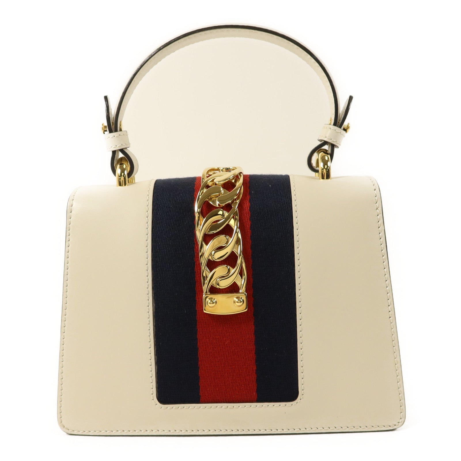 GUCCI 牛皮皮革Sylvie金扣手挽肩背兩用袋