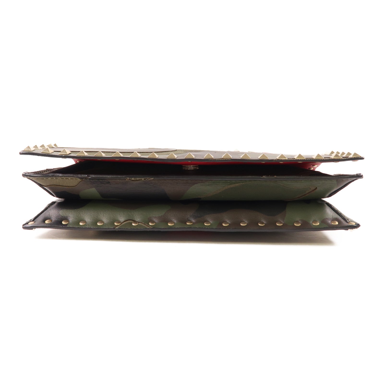 Valentino 牛皮皮革/帆布Clutch金扣手拿包