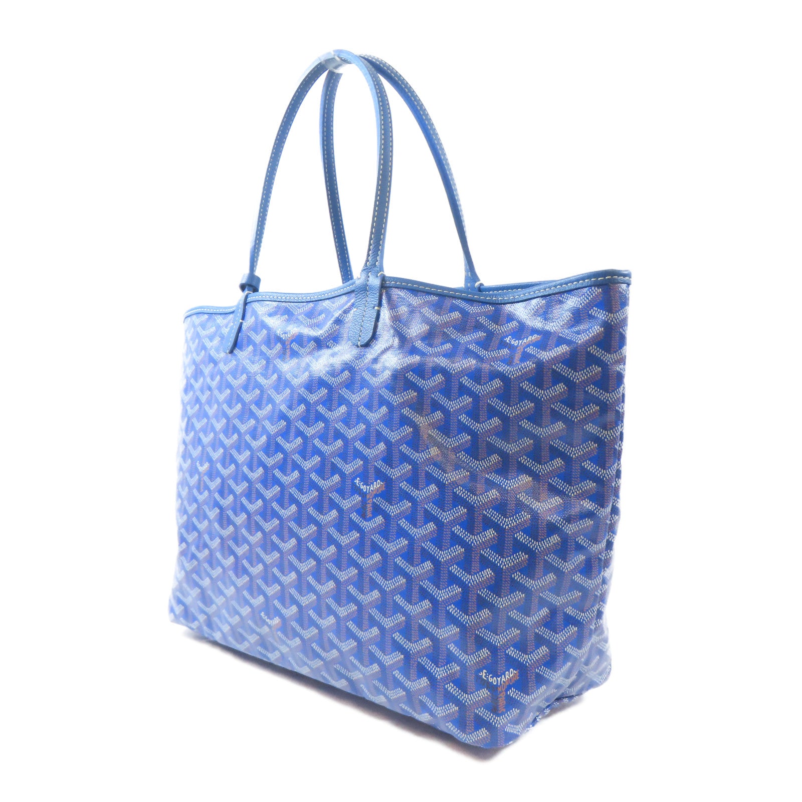 GOYARD 塗層帆布Saint Louis PM銀扣手挽袋藍色