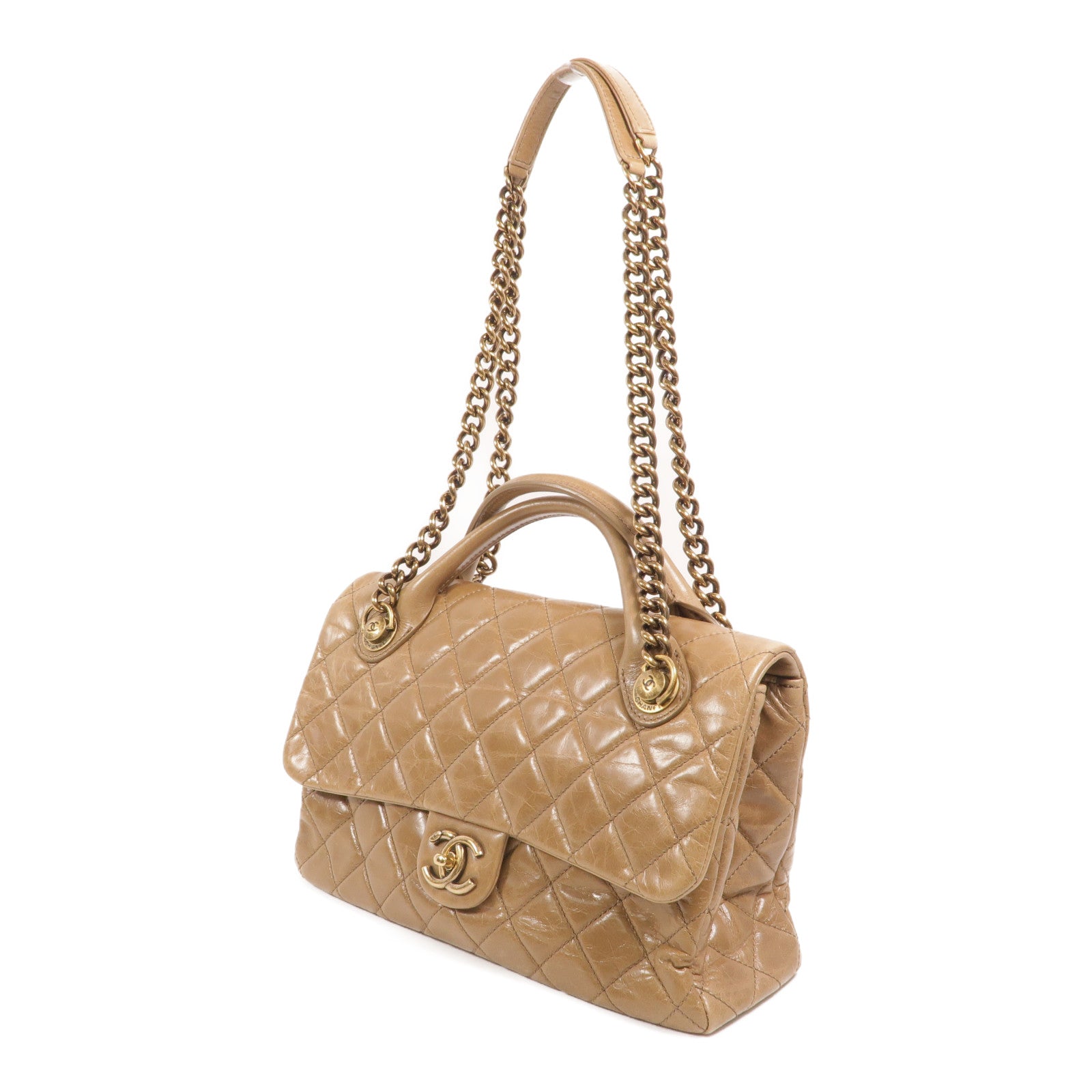 CHANEL 牛皮皮革Chain Shoulder手挽肩背兩用袋