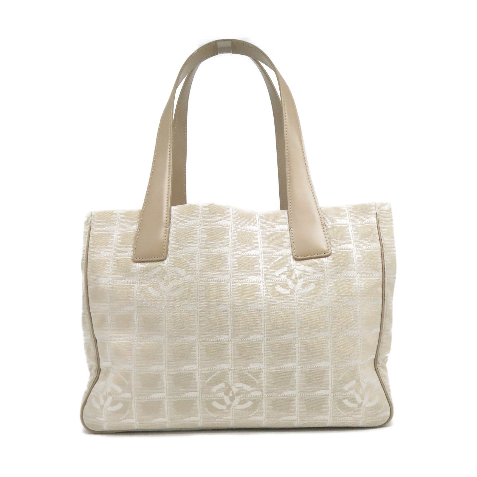 CHANEL 【激減優惠】帆布New Travel Line Totebag金扣肩背袋杏色