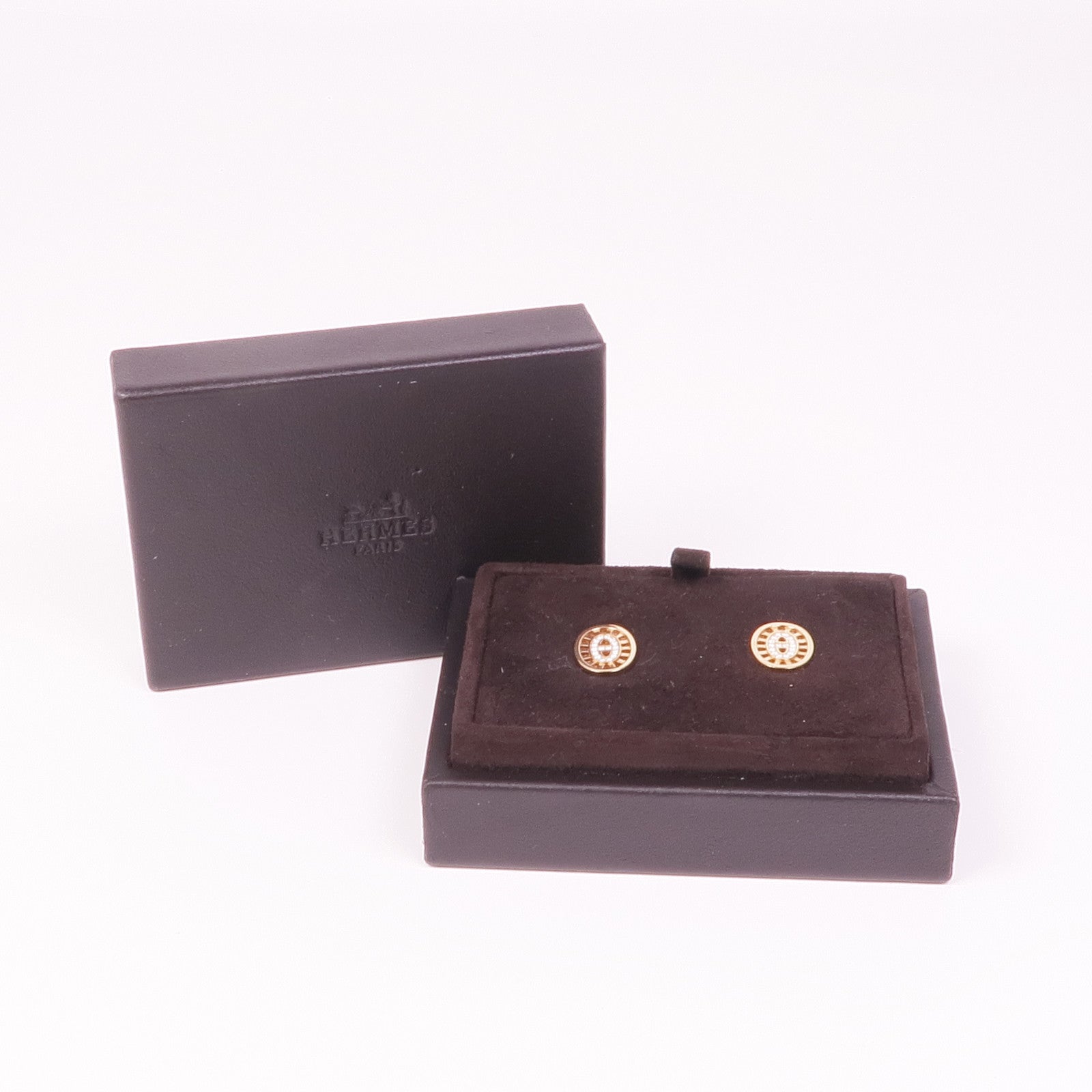 HERMES 18K玫瑰金Chain D'ance Earrings鑽石耳環