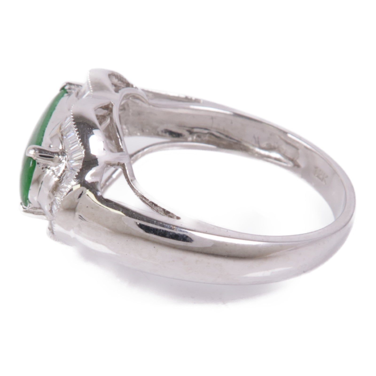 JEWELRY Jade Diamond Ring 18K White Gold US#7