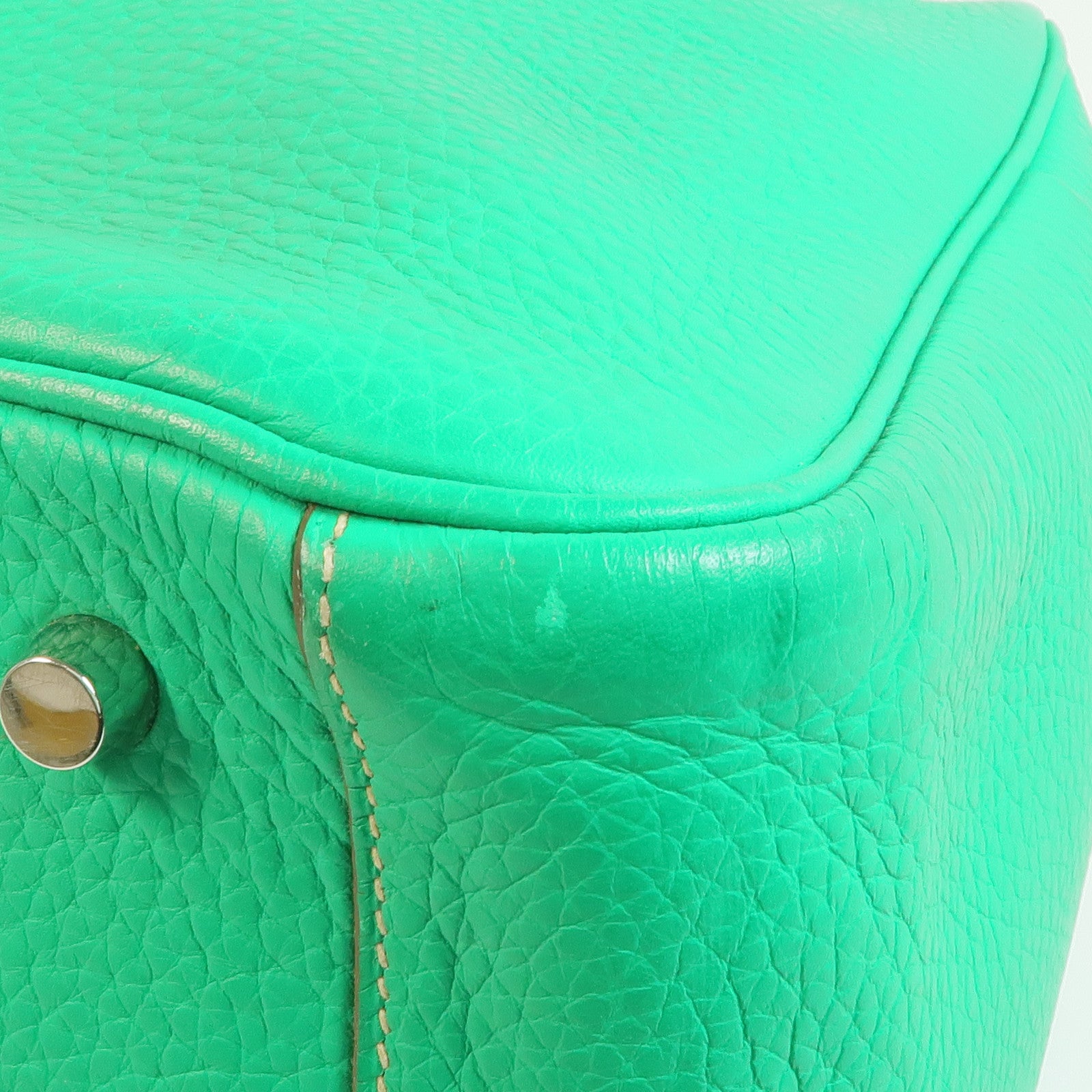 HERMES Clemence皮革Lindy 34銀扣手挽肩背兩用袋Menthe/Gris Tourterelle