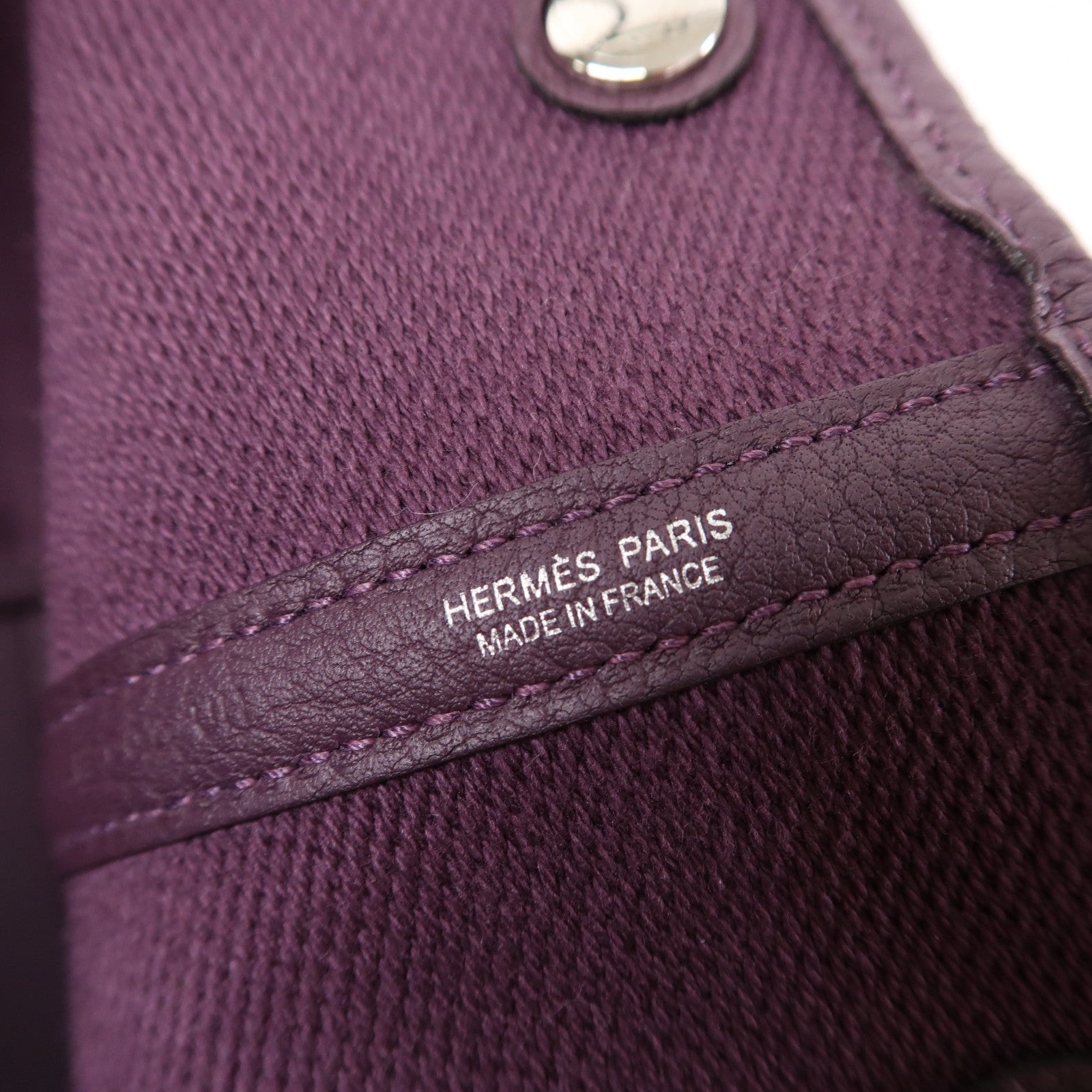 HERMES 【激減優惠】帆布Garden Party PM銀扣手挽袋黑加侖子色