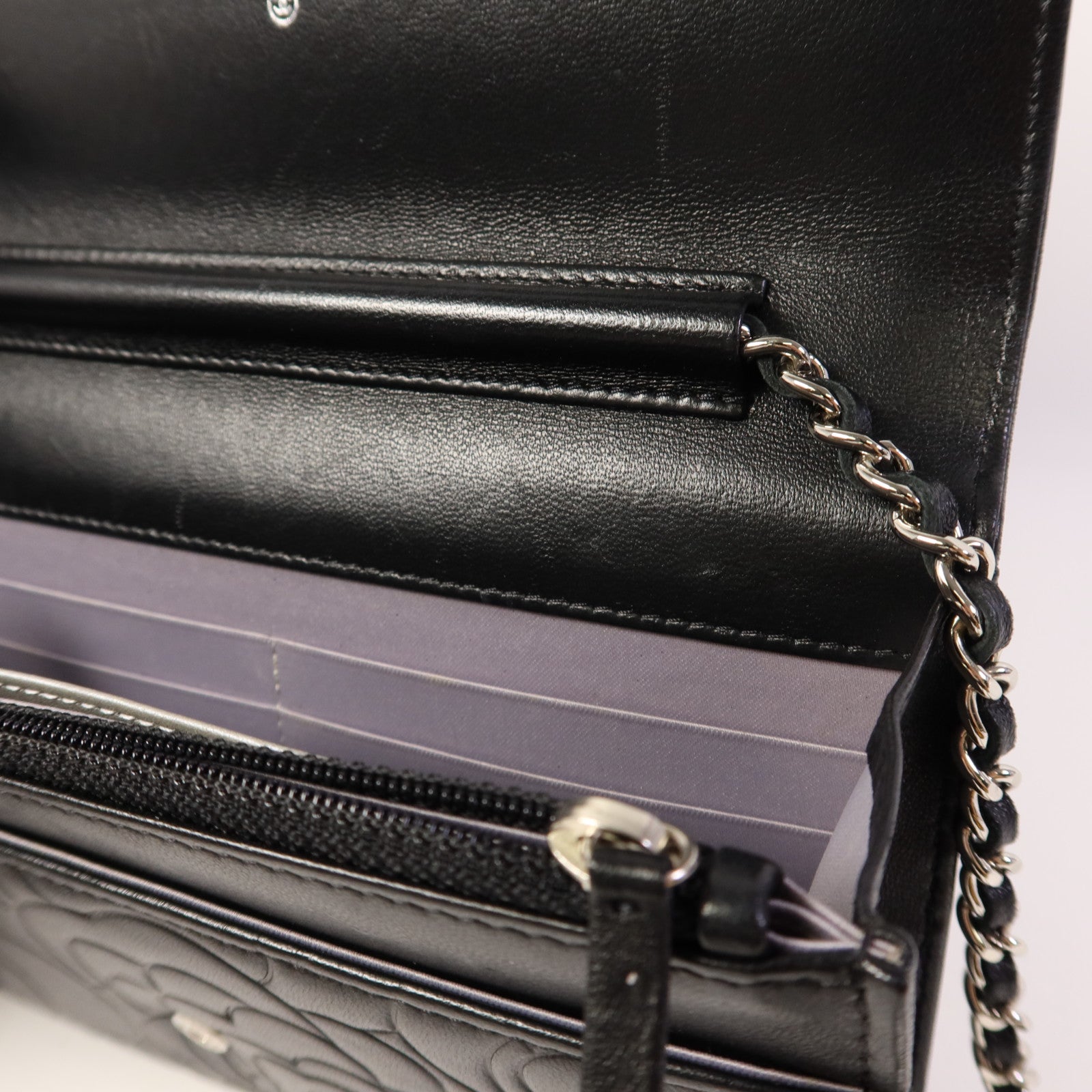 CHANEL 羊皮皮革WOC Wallet On Chain銀扣鏈帶肩背袋
