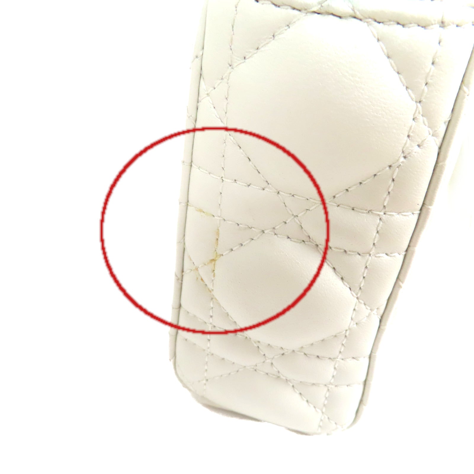 Dior 羊皮皮革Lady D-Joy Shoulder Bag金扣手挽肩背兩用袋白色