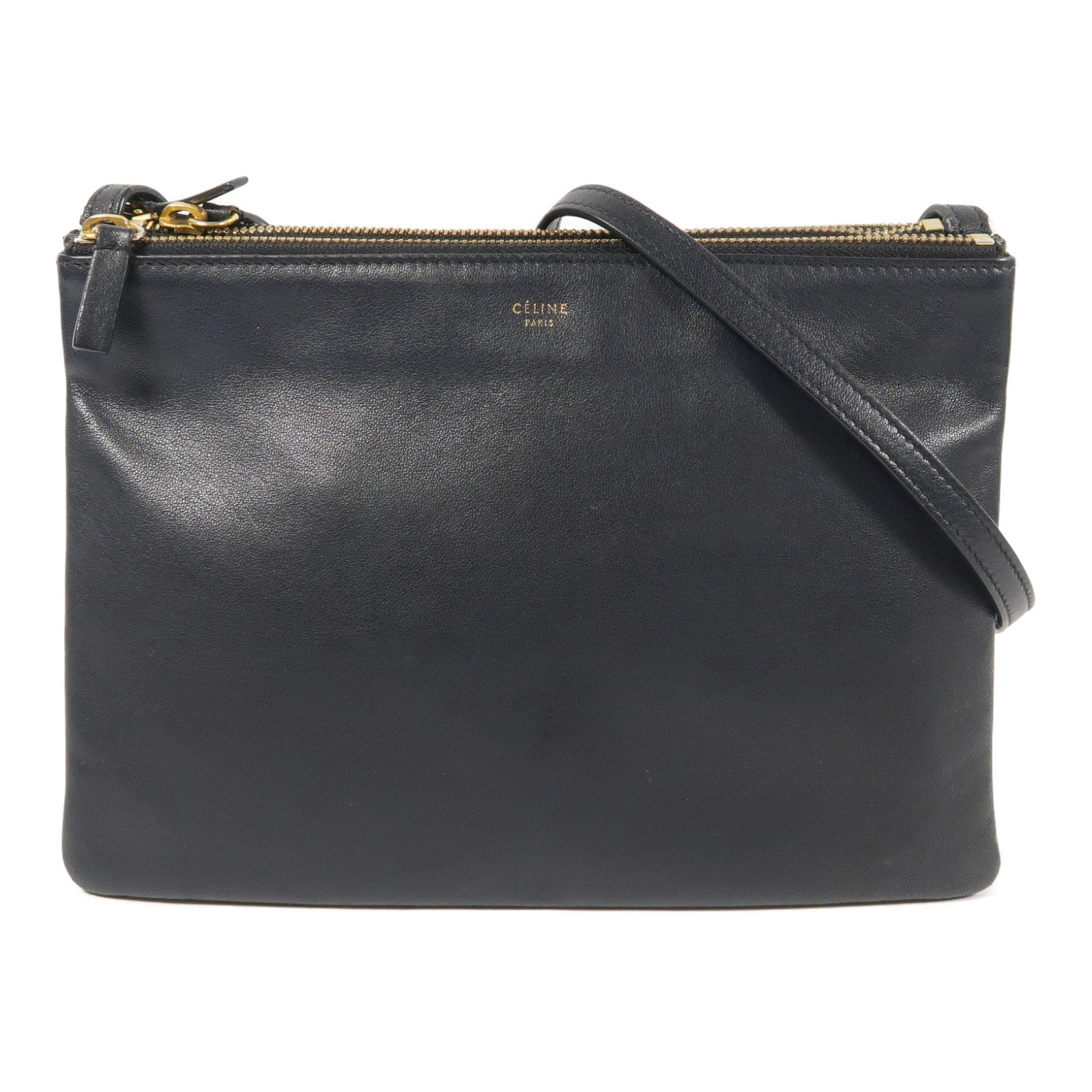 CELINE 羊皮皮革Trio金扣肩背袋
