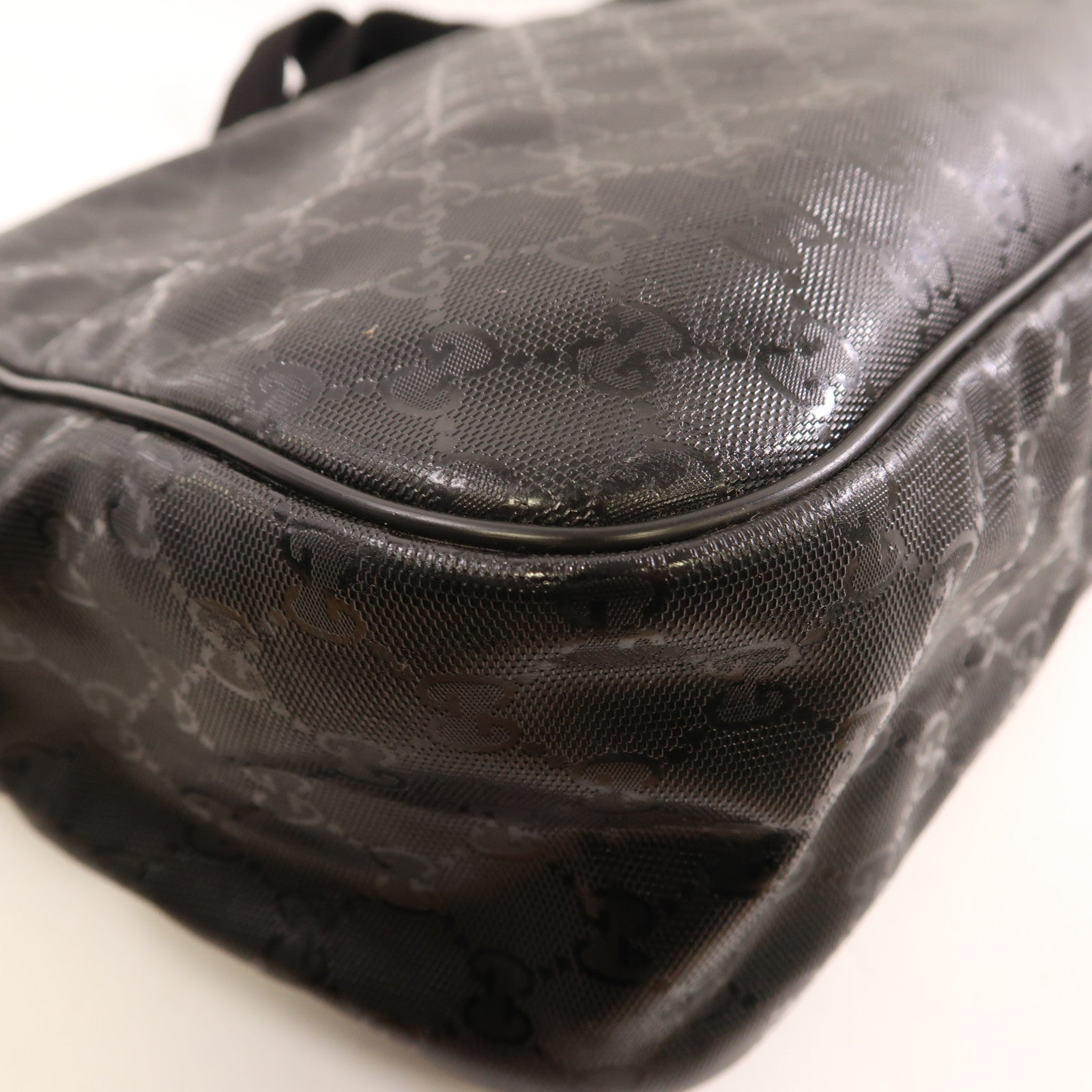 GUCCI 塗層帆布Shoulder Bag銀扣肩背袋