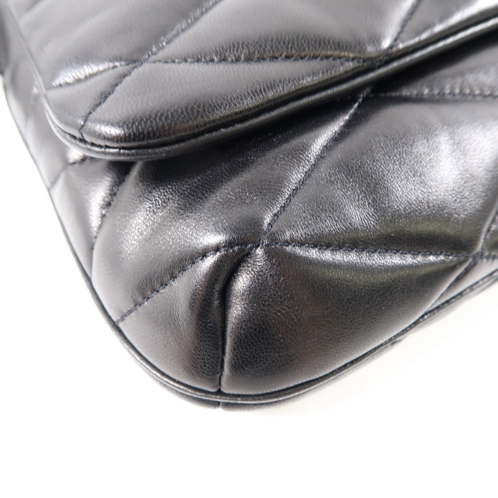 SAINT LAURENT 羊皮皮革LE57金扣肩背袋黑色