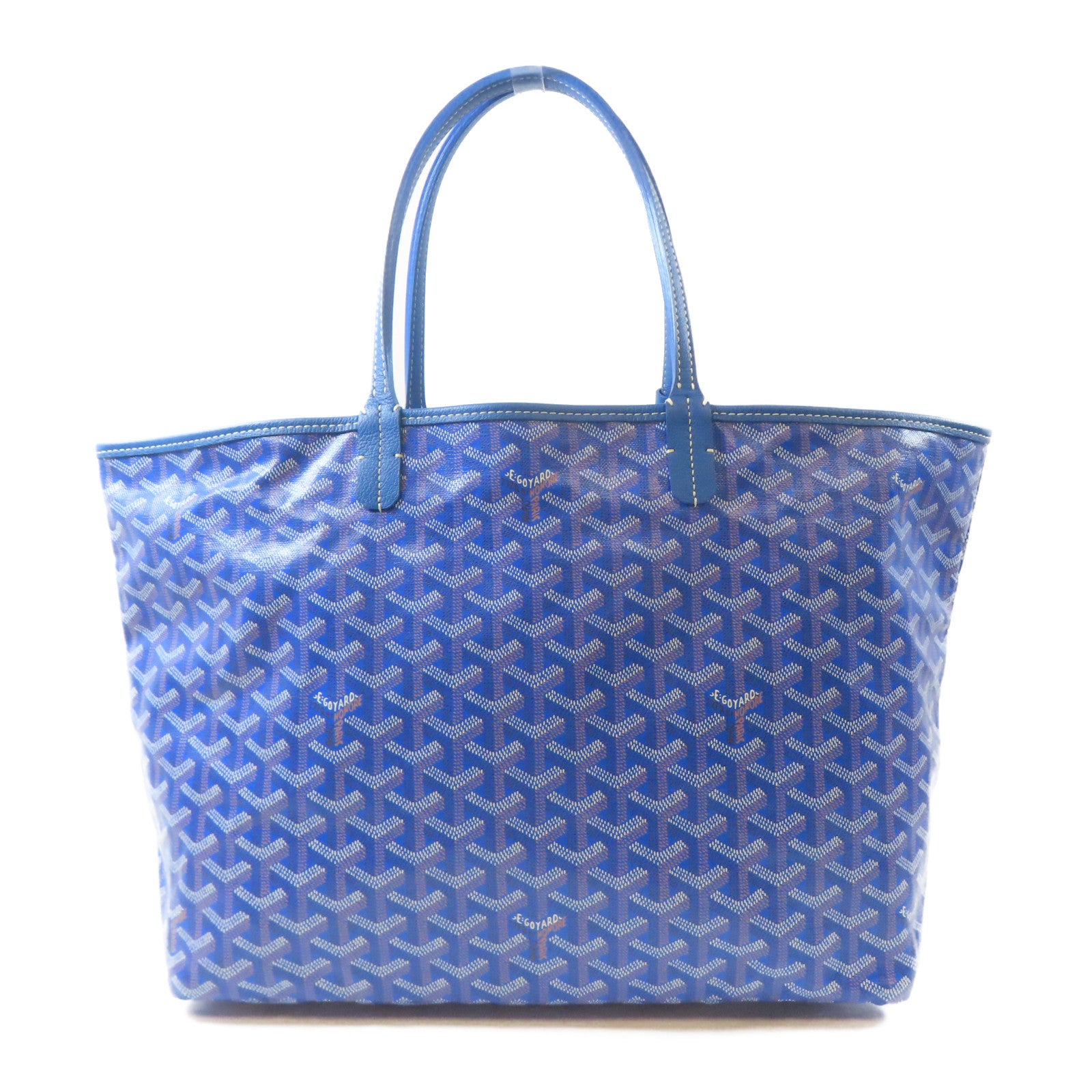 GOYARD 塗層帆布Saint Louis PM銀扣手挽袋藍色