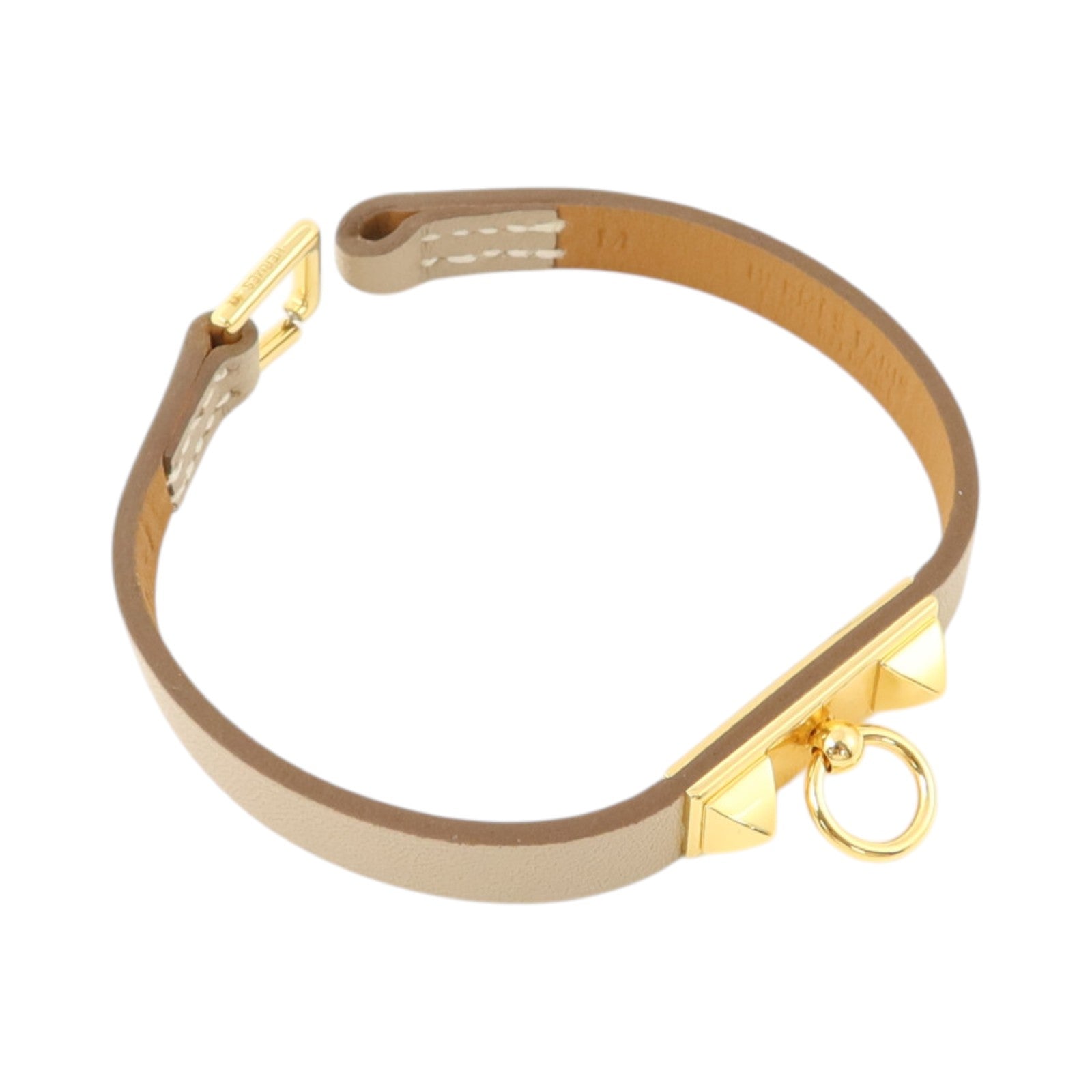 HERMES Swift皮革Rivale Mini Bracelet金扣手鏈