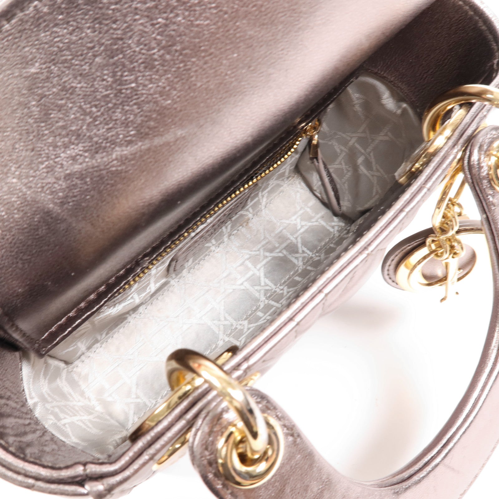 Dior 羊皮皮革Lady Dior Mini金扣手挽肩背兩用袋