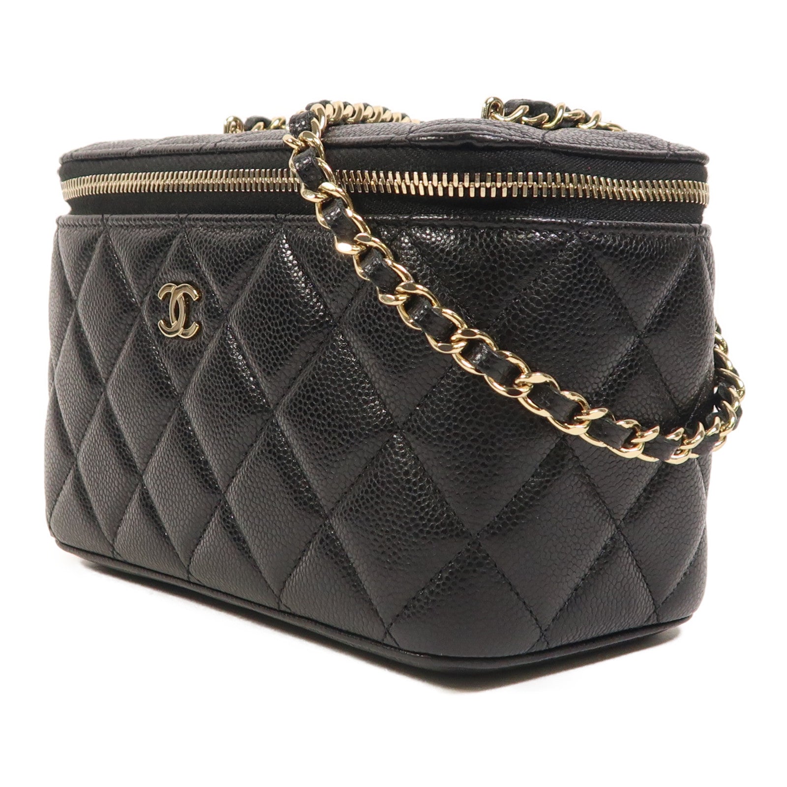 CHANEL 【激減優惠】牛皮皮革Vanity Case金扣鏈帶肩背袋