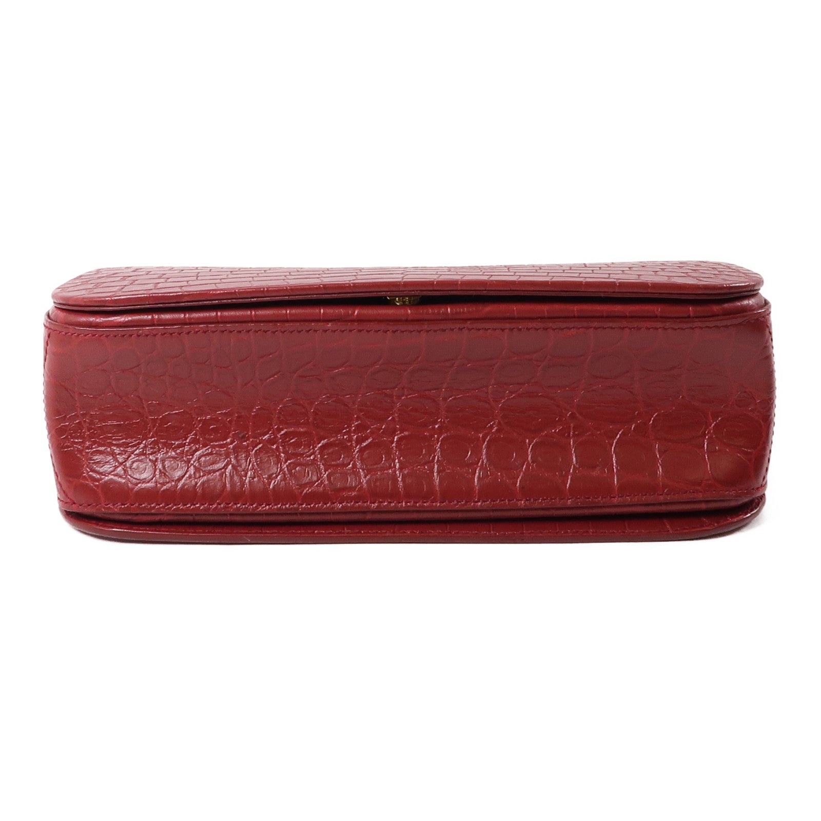 SAINT LAURENT 牛皮皮革Elise金扣鏈帶肩背袋紅色