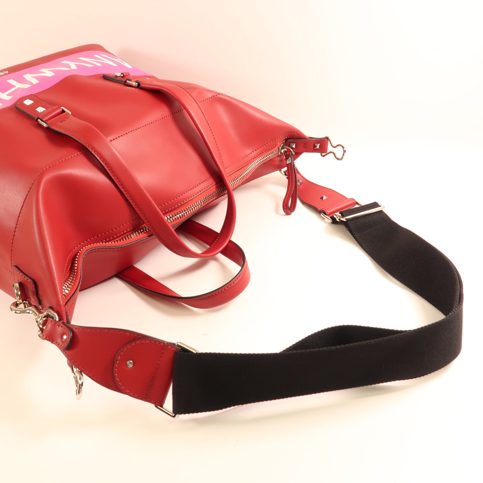 Valentino 【激減優惠】牛皮皮革Shoulder Bag銀扣手挽肩背兩用袋