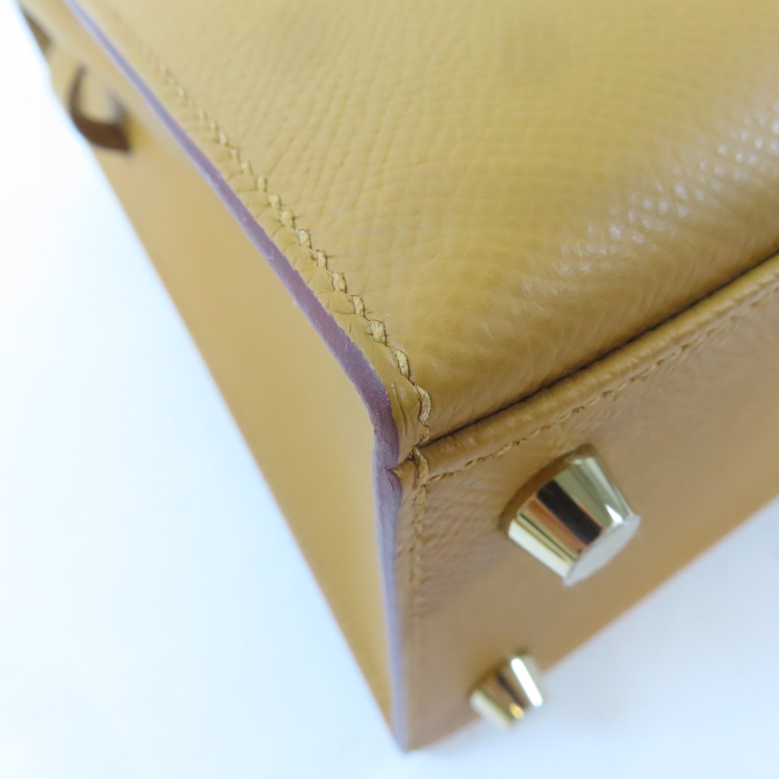 HERMES Epsom皮革Kelly 25金扣手挽肩背兩用袋Sesame/啡色