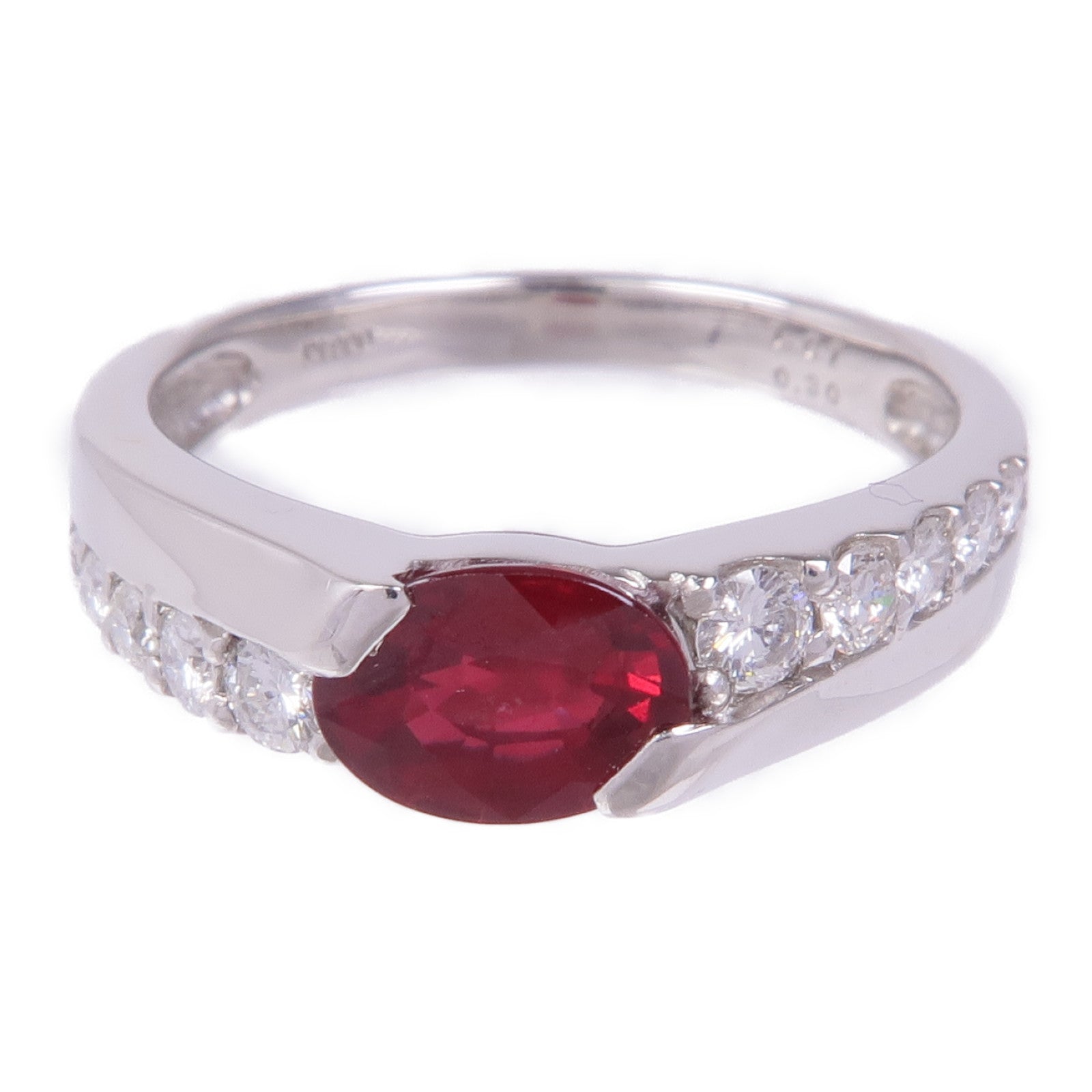 JEWELRY PT900鉑金Ruby Diamond Ring紅寶石/鑽石戒指US#6.75