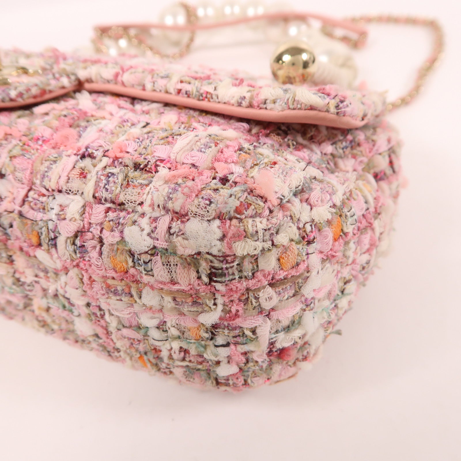 CHANEL Tweed Pearl Shoulder Bag金扣手挽肩背兩用袋