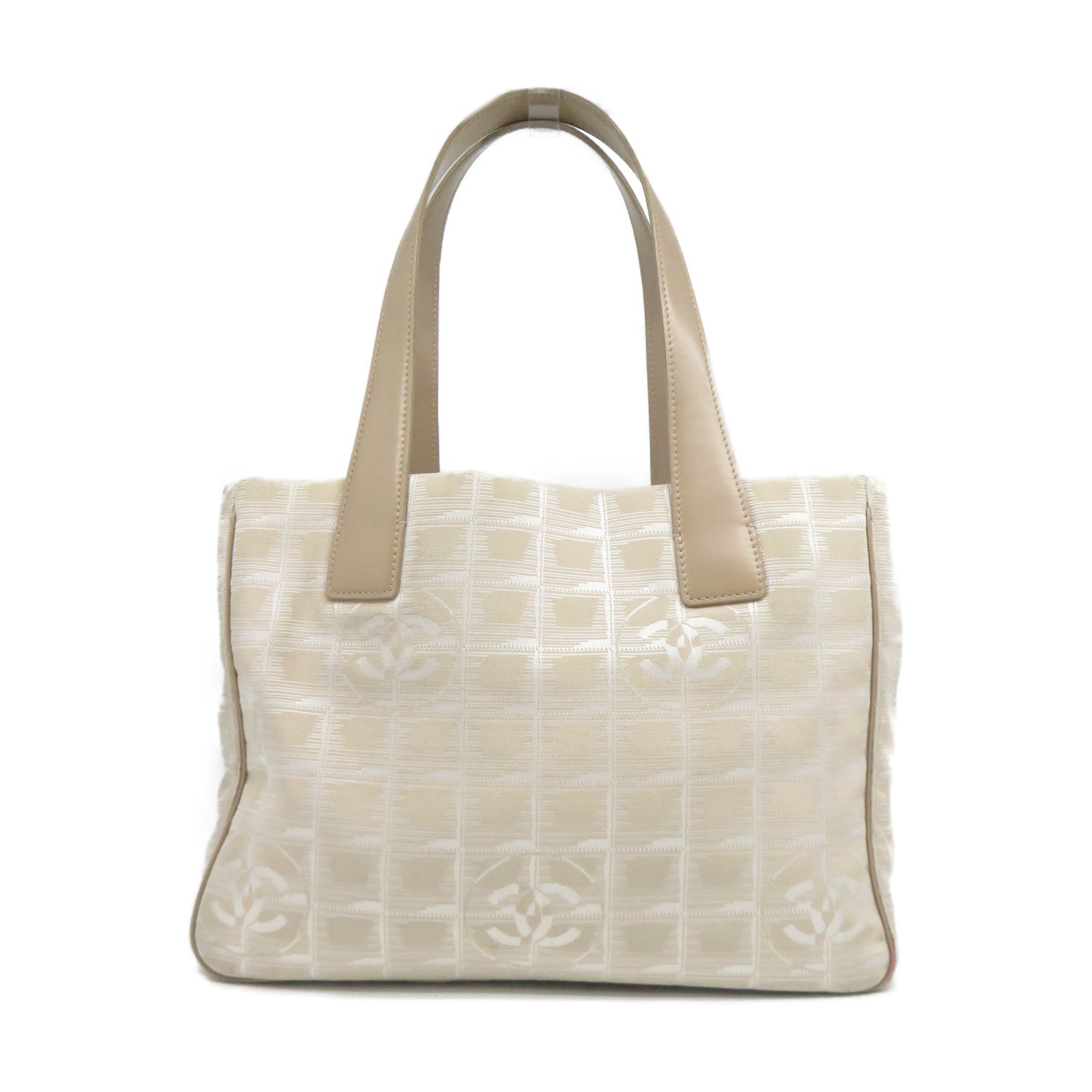 CHANEL 【激減優惠】帆布New Travel Line Totebag金扣肩背袋杏色