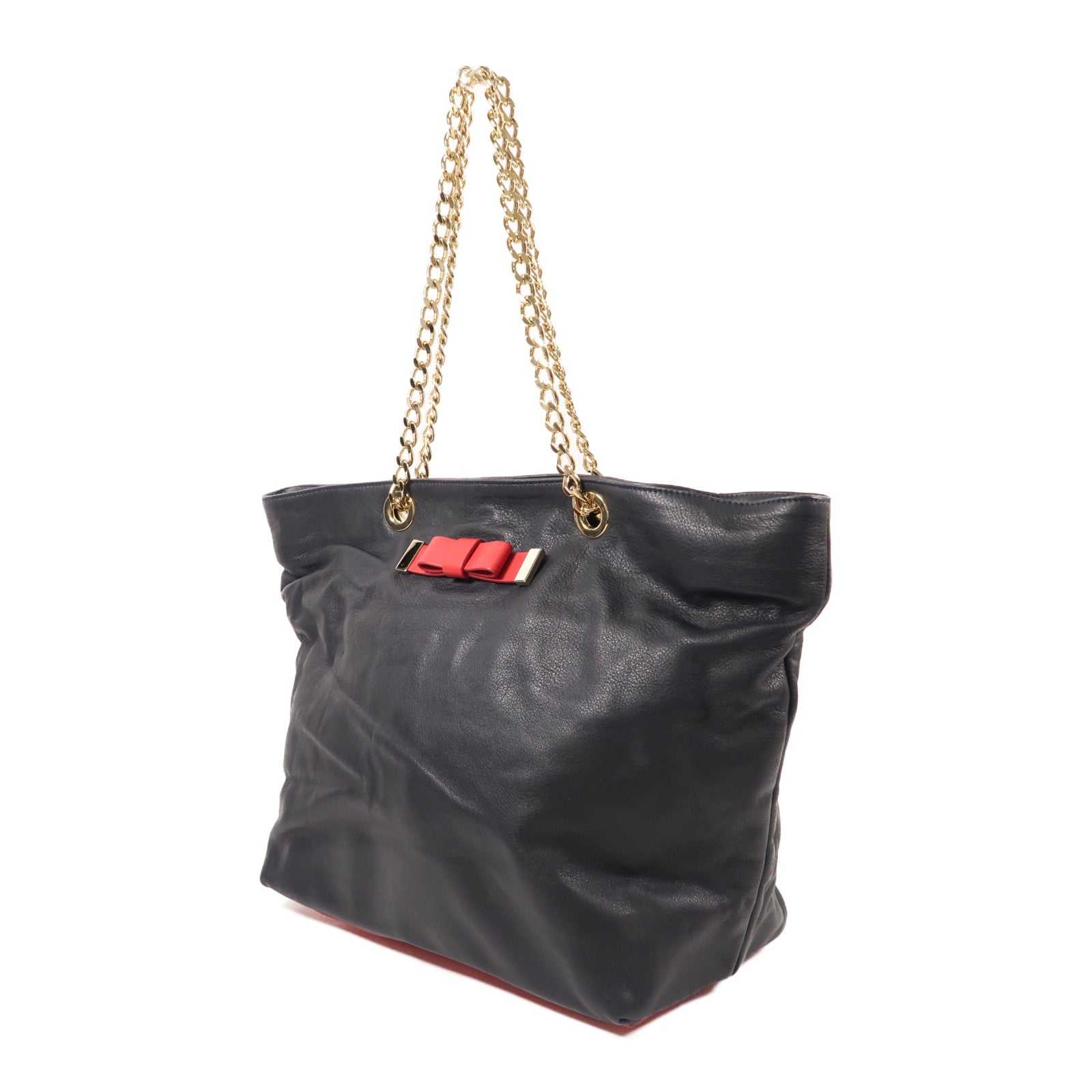 Valentino 牛皮皮革Chain Shoulder金扣肩背袋