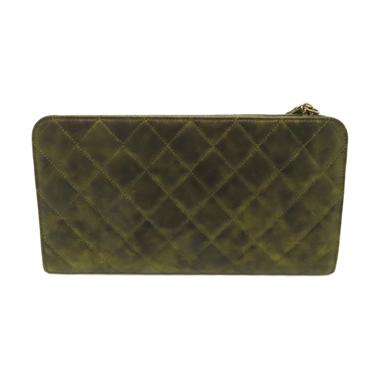 CHANEL **【清倉大減價】菱格牛皮皮革Clutch金扣手拿包金色