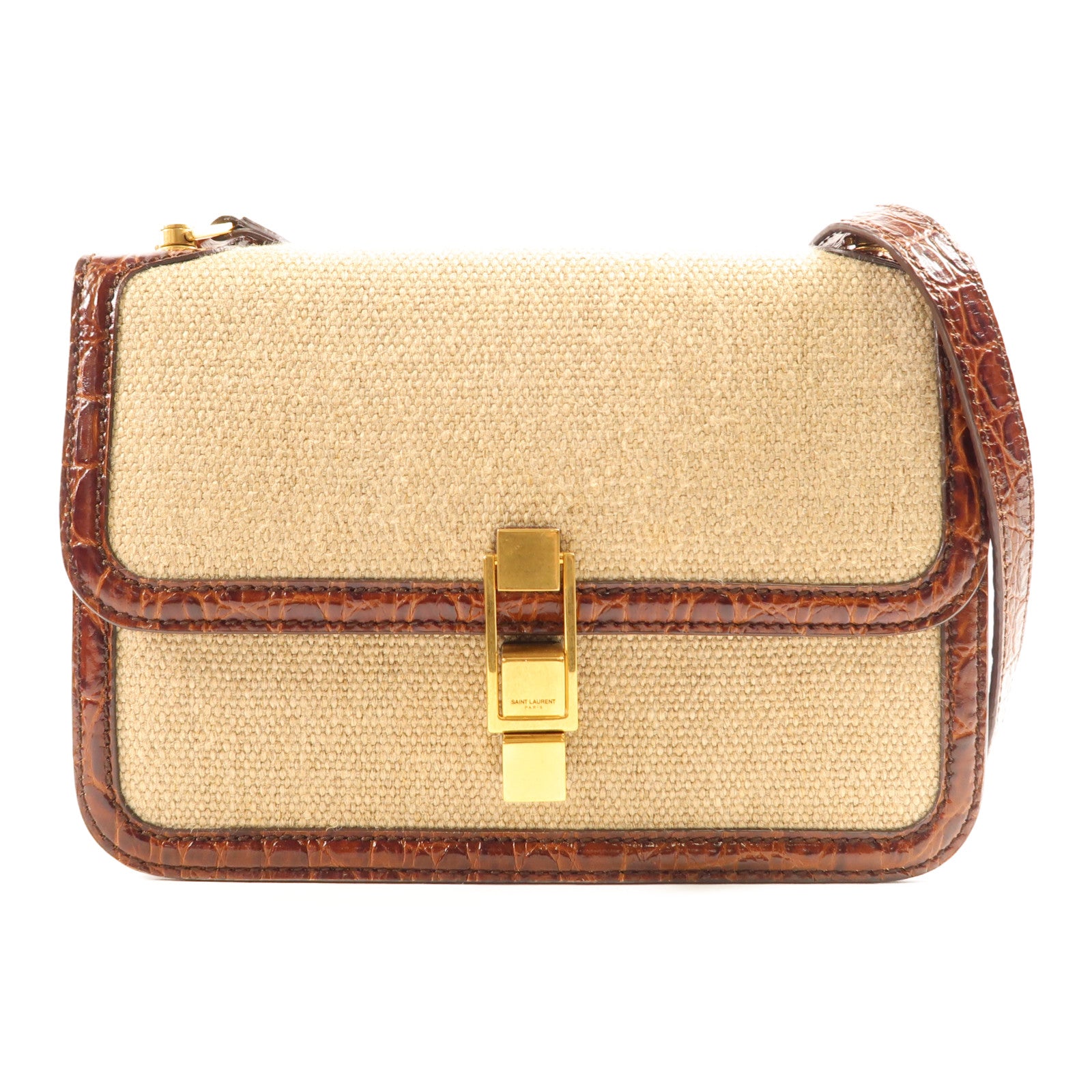 SAINT LAURENT 帆布Lecarre金扣肩背袋