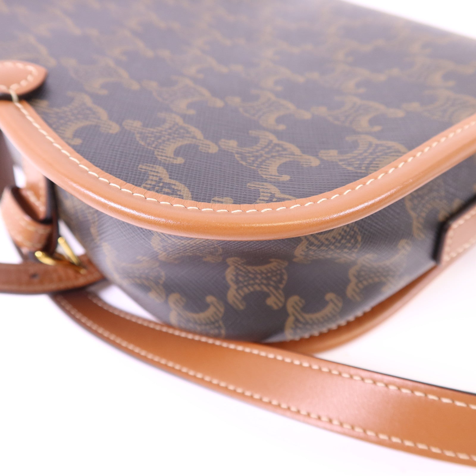 CELINE 塗層帆布Folco金扣肩背袋