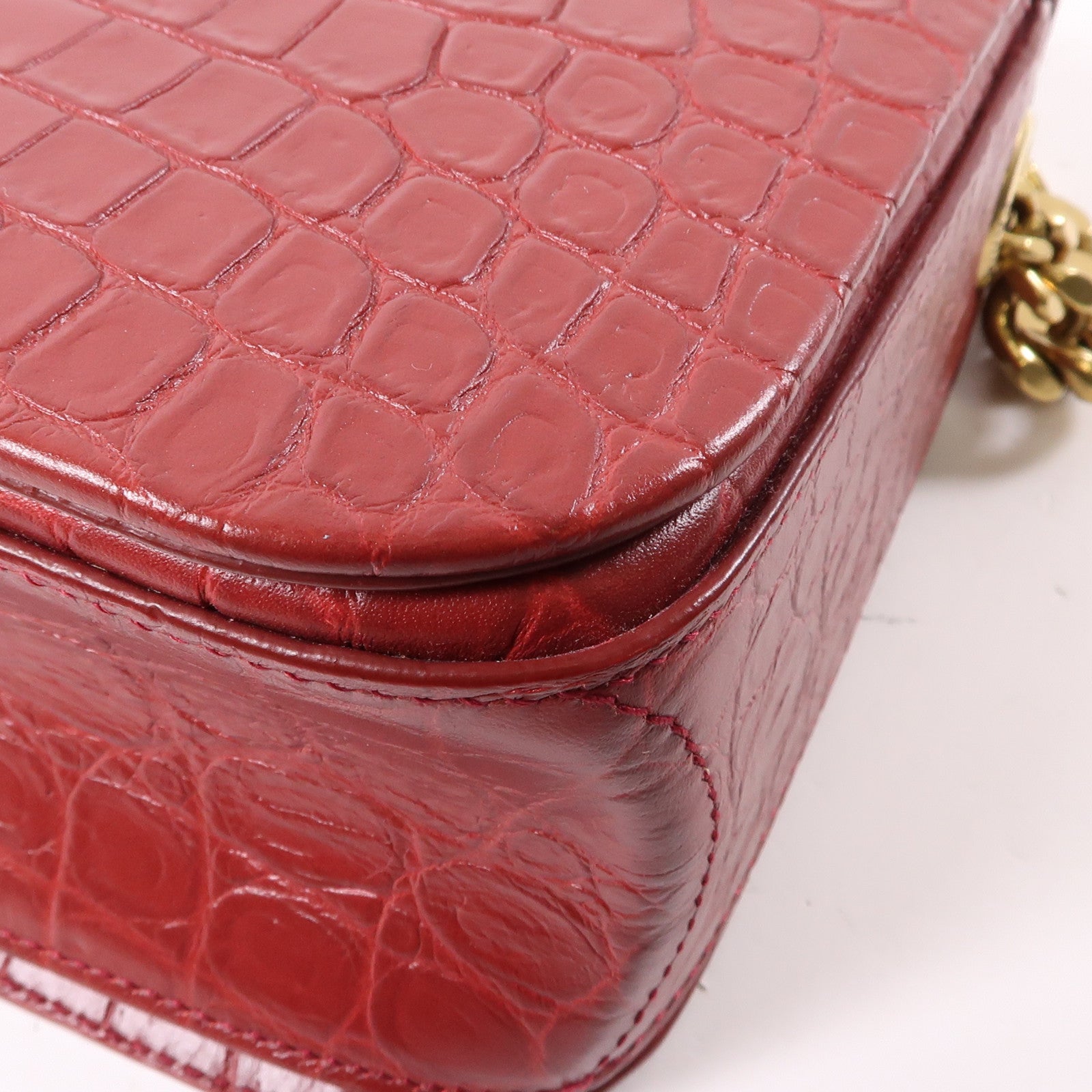 SAINT LAURENT 牛皮皮革Elise金扣鏈帶肩背袋紅色