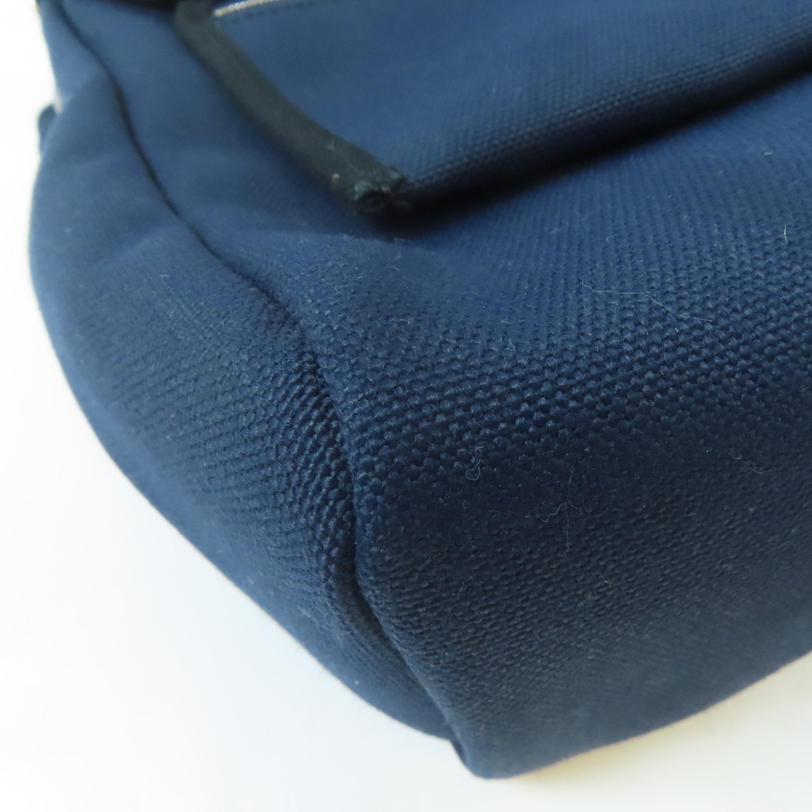 HERMES 帆布Herbag PM銀扣手挽肩背兩用袋深藍色