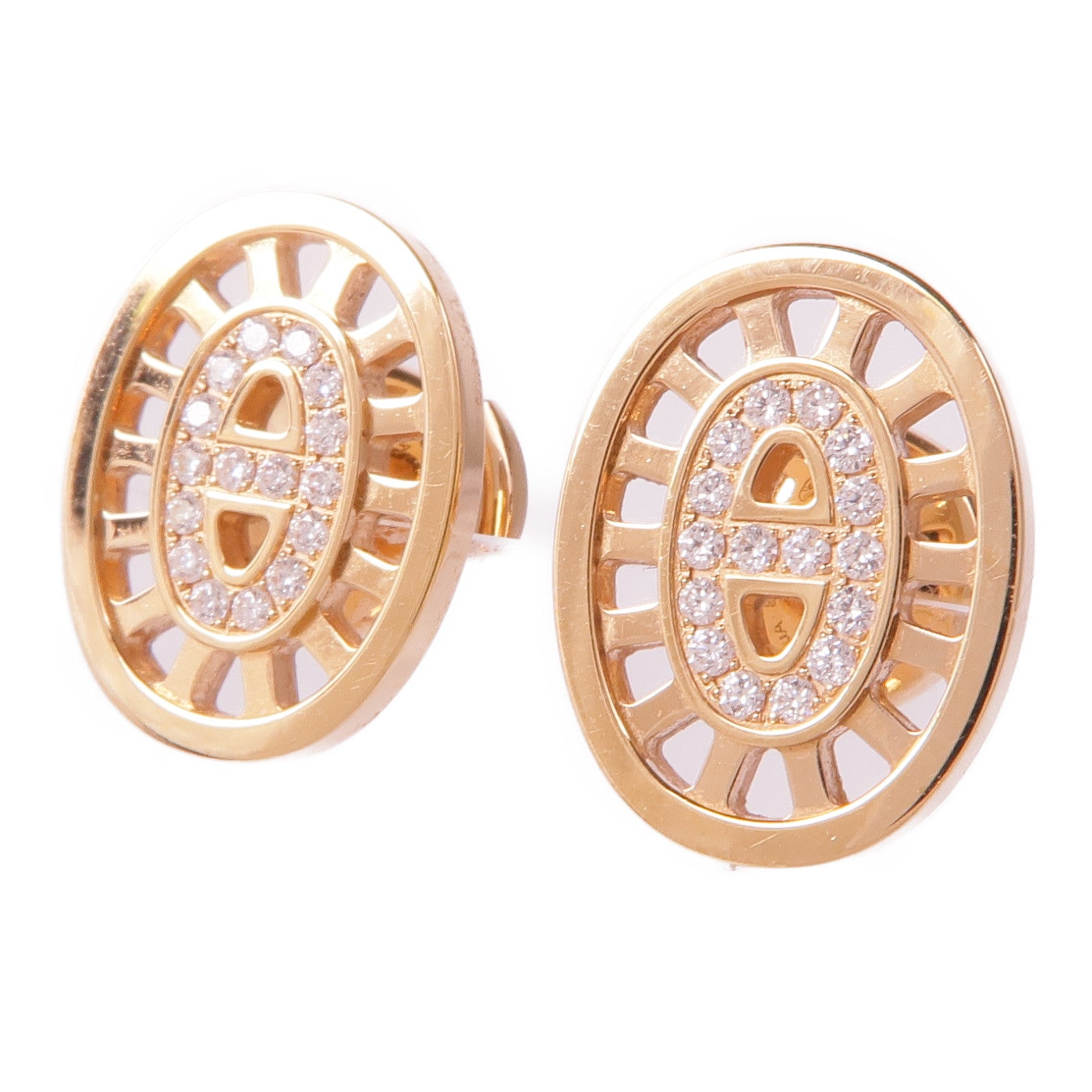 HERMES 18K玫瑰金Chain D'ance Earrings鑽石耳環