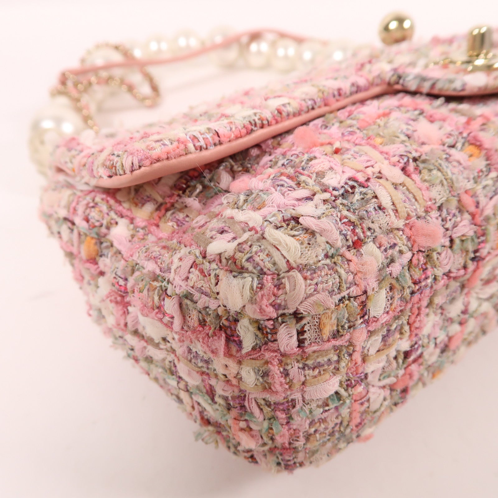 CHANEL Tweed Pearl Shoulder Bag金扣手挽肩背兩用袋