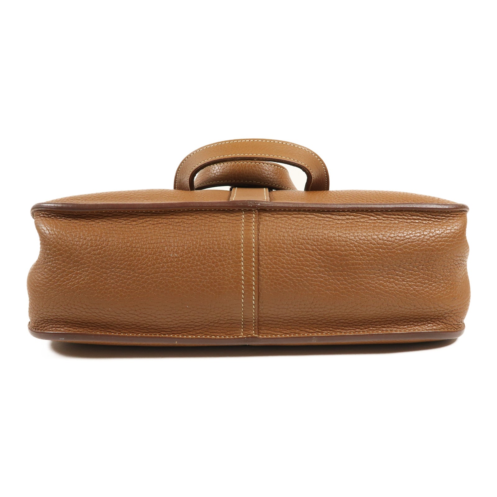 HERMES Clemence皮革Halzan 31銀扣手挽肩背兩用袋Gold