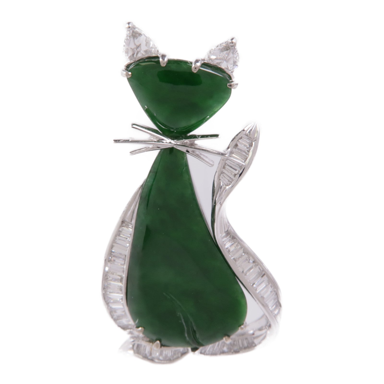 JEWELRY 18K白金Jade/Diamond Brooch/Pendant Top翡翠鑽石胸針/吊墜