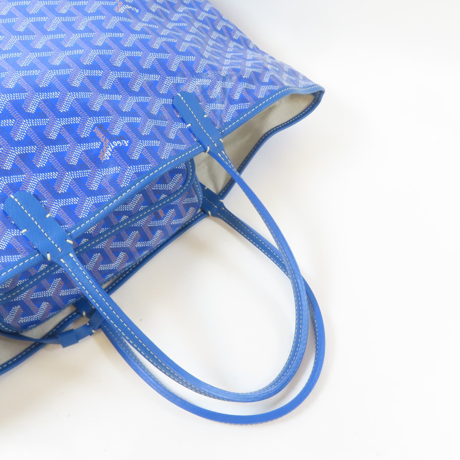 GOYARD 塗層帆布Saint Louis PM銀扣手挽袋藍色