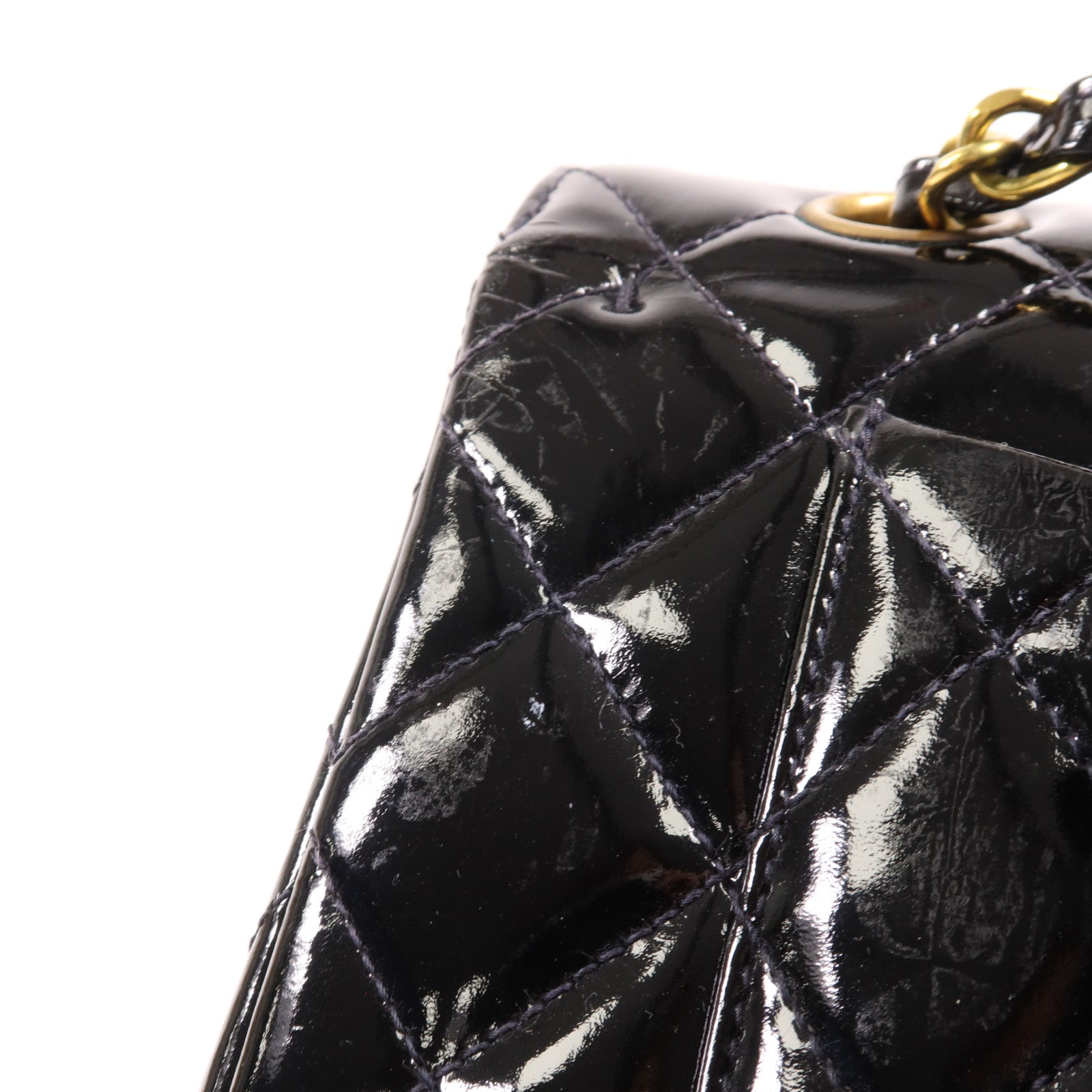 CHANEL 漆皮皮革Classic 23金扣鏈帶肩背袋