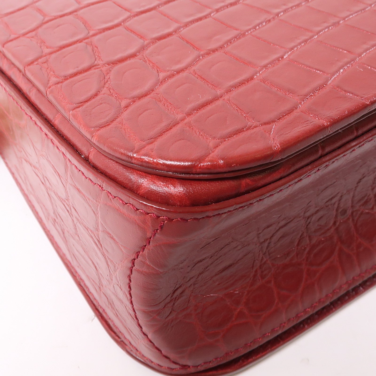 SAINT LAURENT 牛皮皮革Elise金扣鏈帶肩背袋紅色