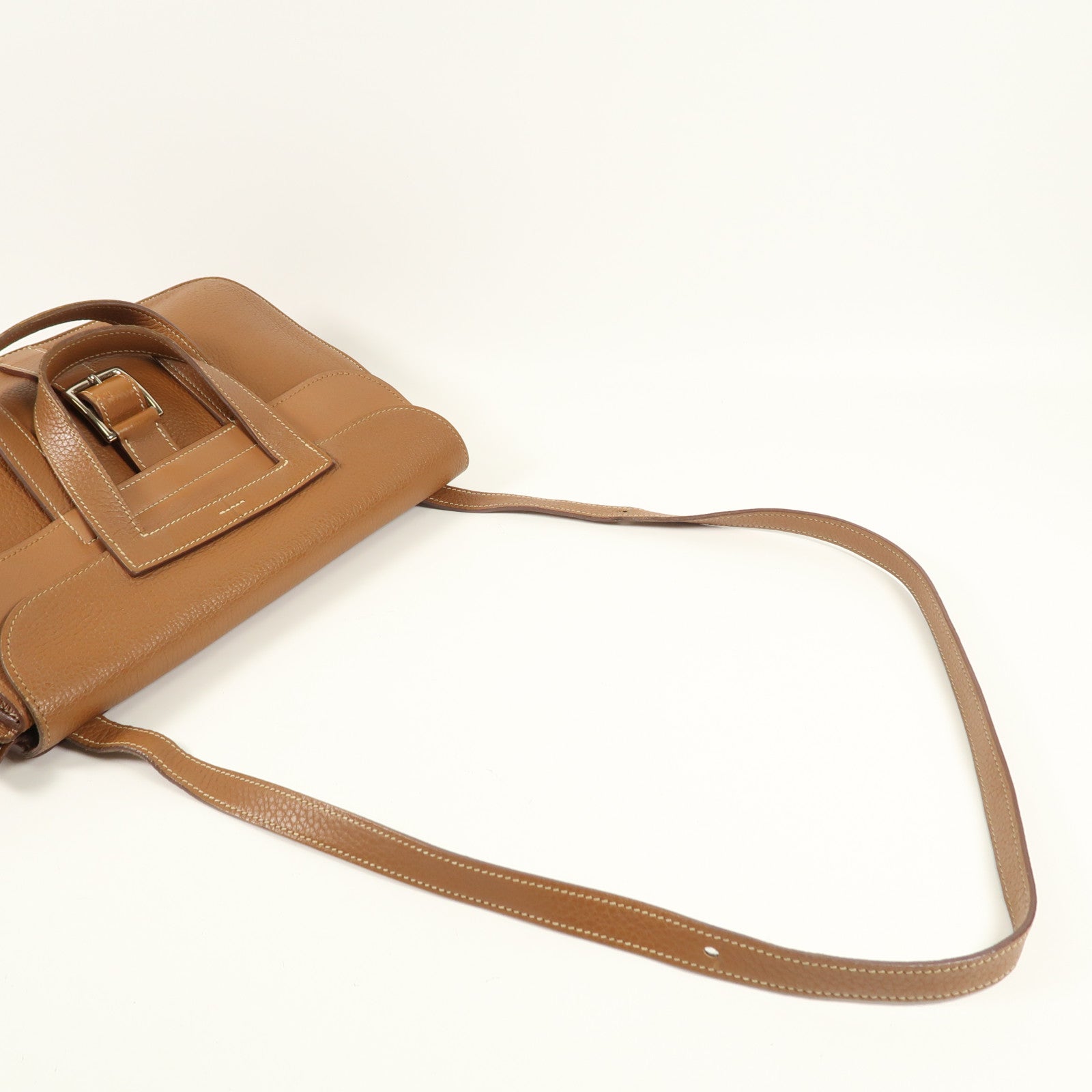 HERMES Clemence皮革Halzan 31銀扣手挽肩背兩用袋Gold