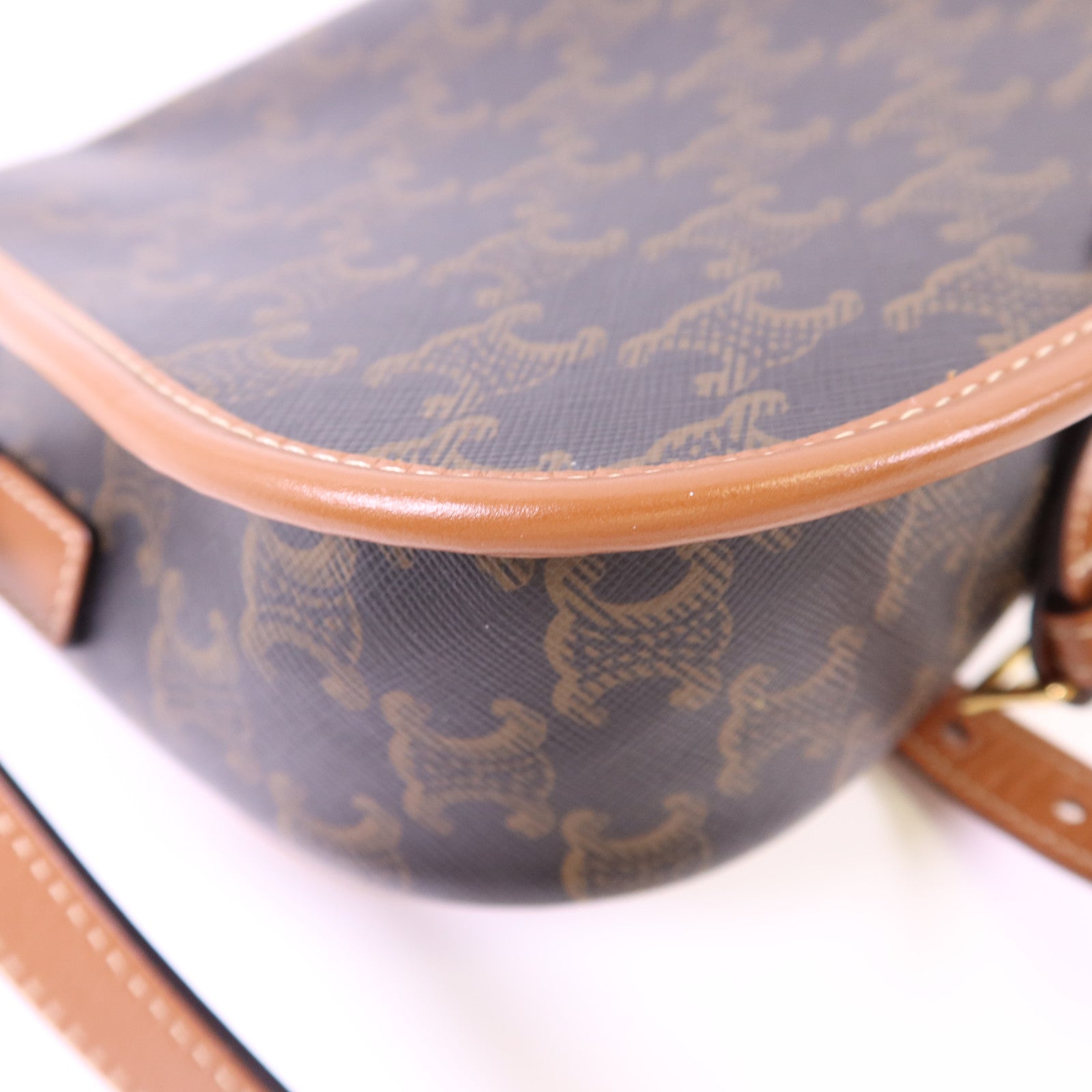 CELINE 塗層帆布Folco金扣肩背袋