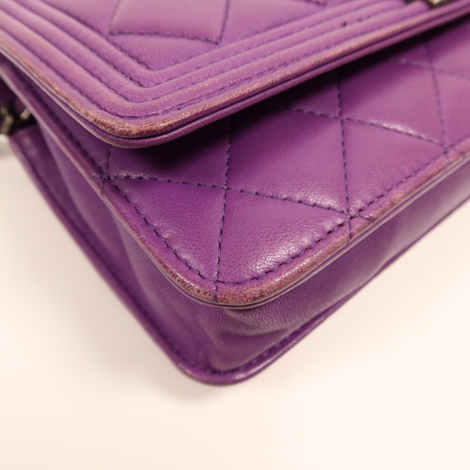 CHANEL 羊皮皮革Boy WOC Wallet On Chain銀扣鏈帶鏈帶肩背袋