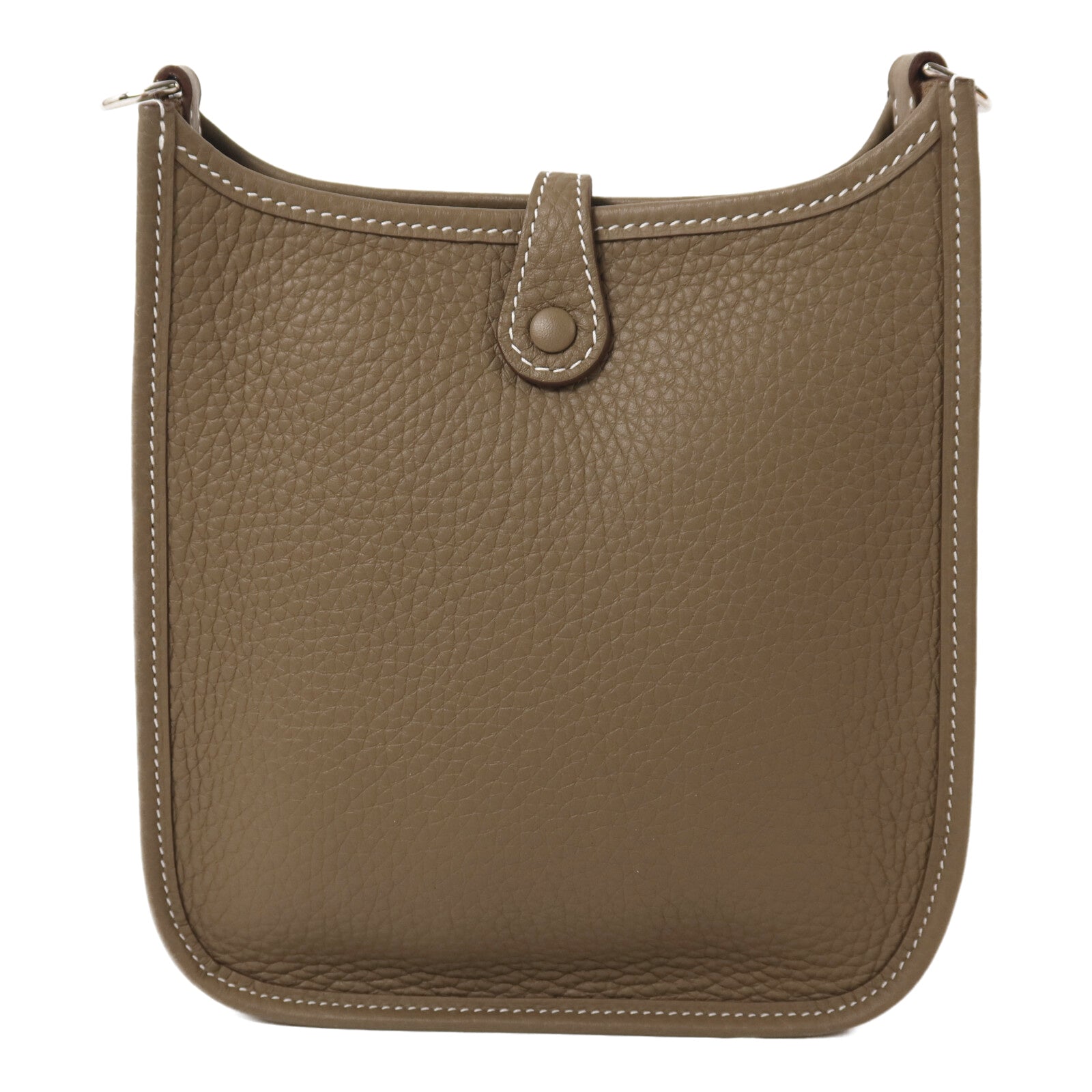 HERMES Clemence皮革Evelyne TPM銀扣肩背袋Etoupe