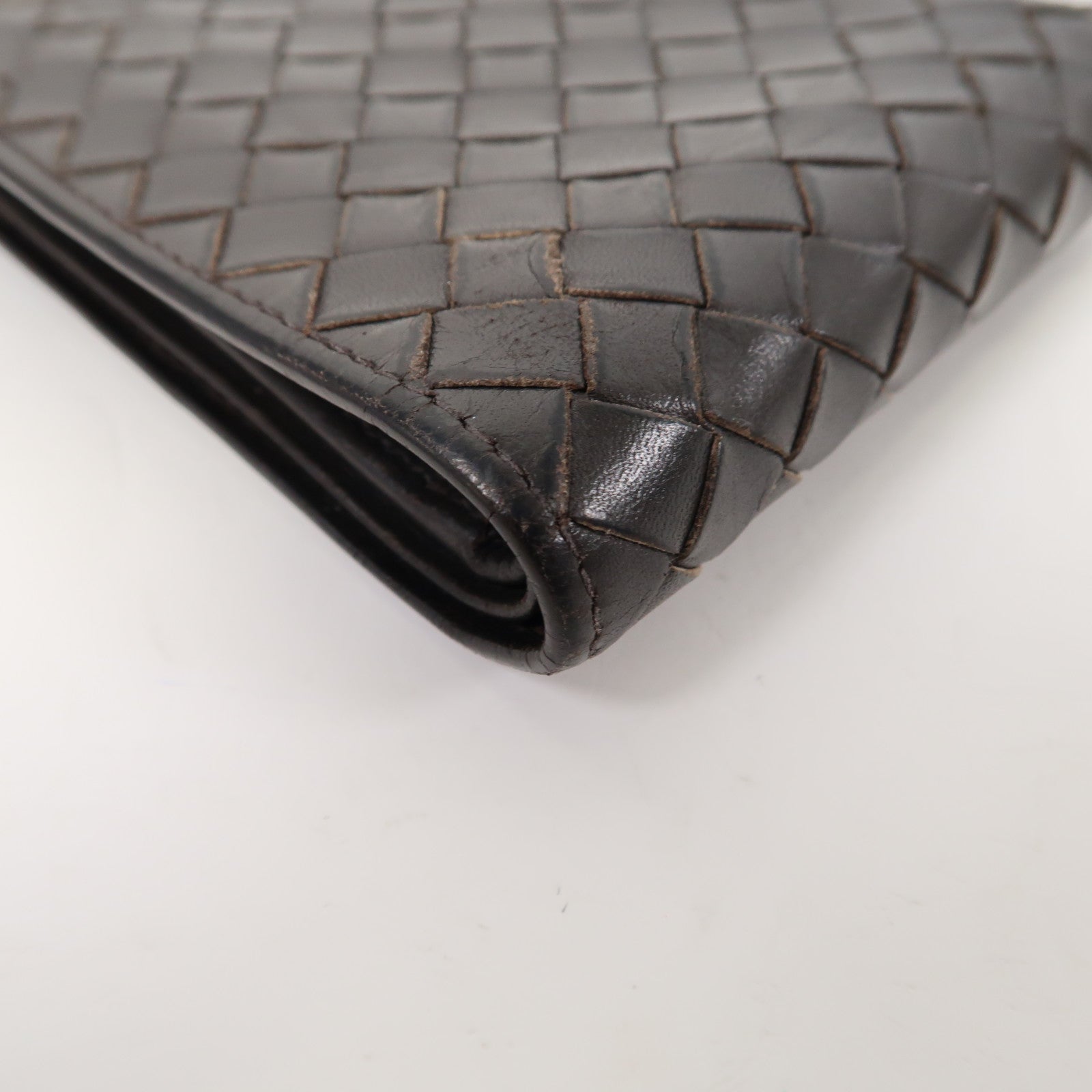 BOTTEGA VENETA 【激減優惠】織紋羊皮皮革Wallet錢包啡色