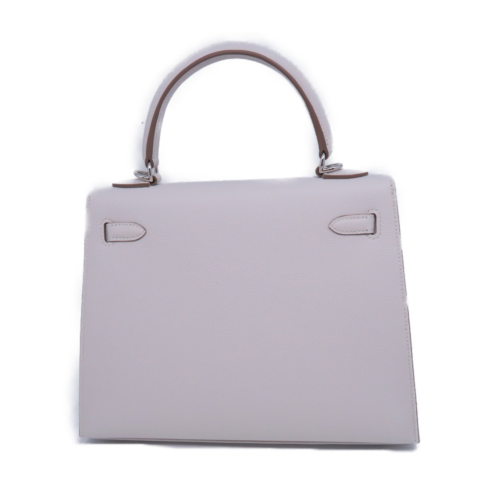 HERMES 【激減優惠】HERMES Epsom皮革Kelly 25銀扣手挽肩背兩用袋白色