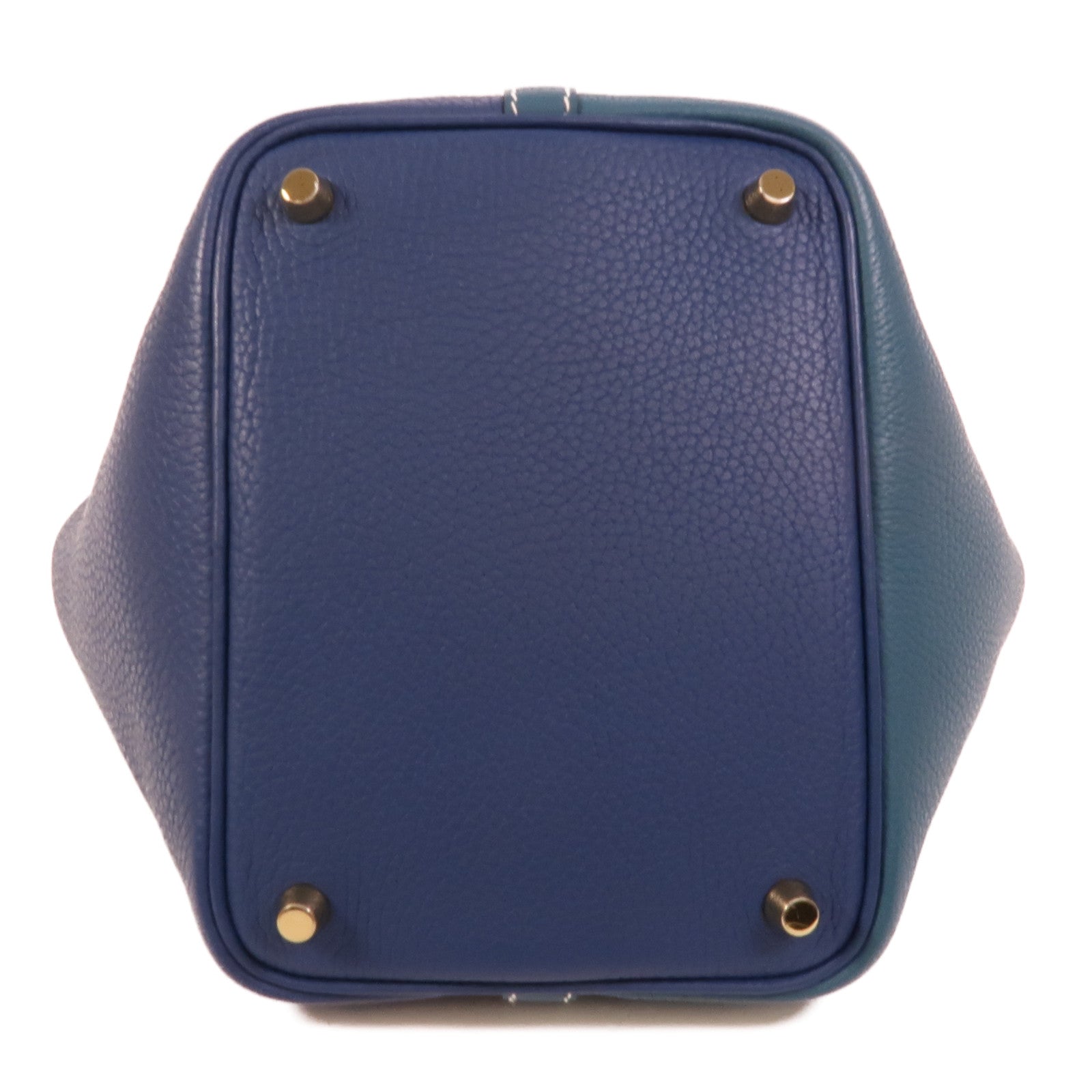 HERMES Clemence皮革Picotin PM手挽袋Deep Blue Vert Bosphore