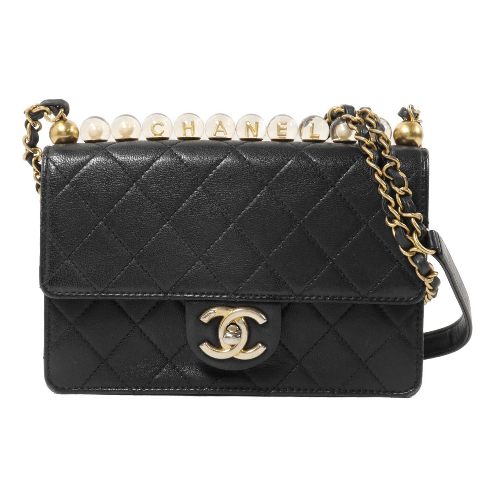 CHANEL 牛皮皮革Chain Flap Bag鏈帶肩背袋