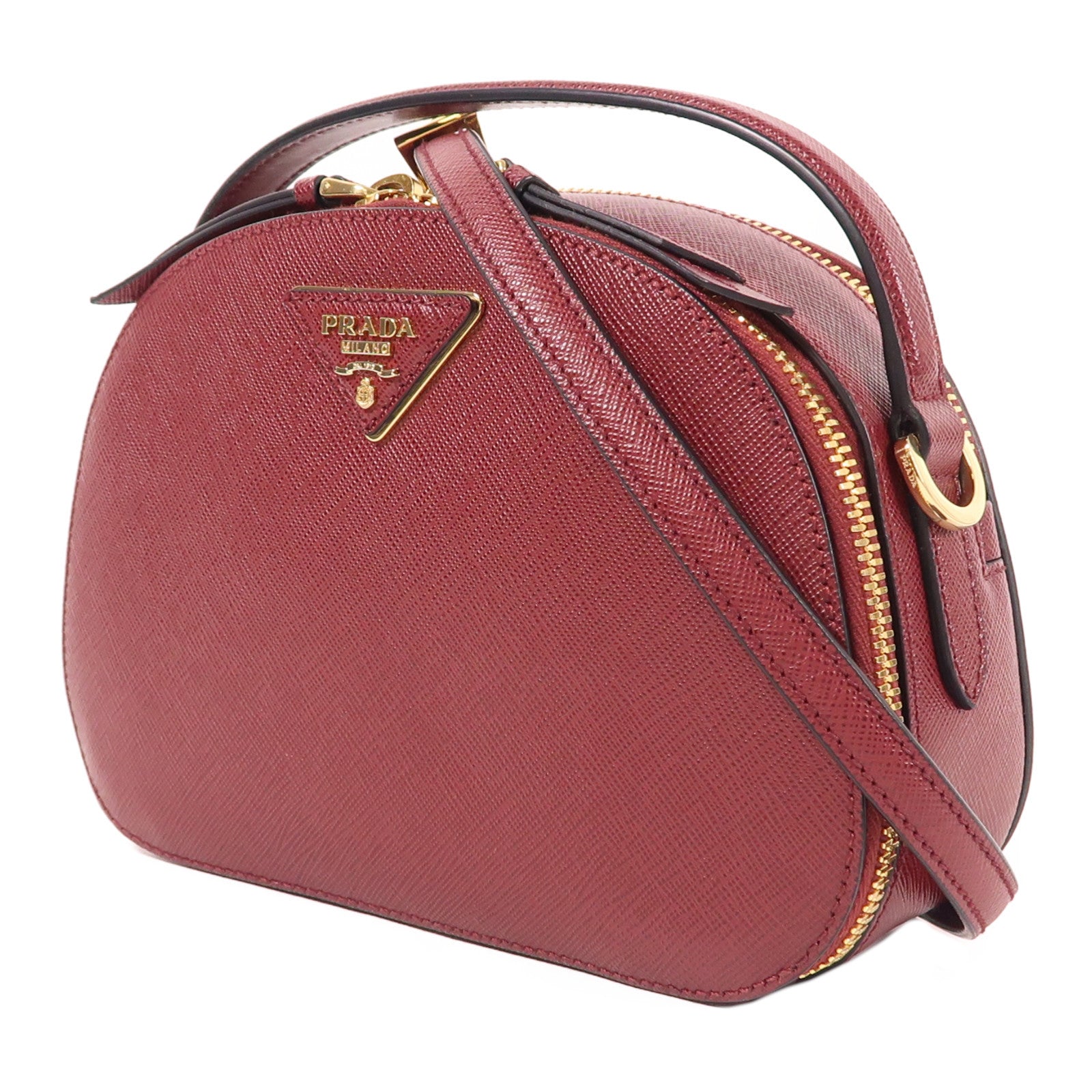 PRADA Saffiano皮革Odette金扣手挽肩背兩用袋