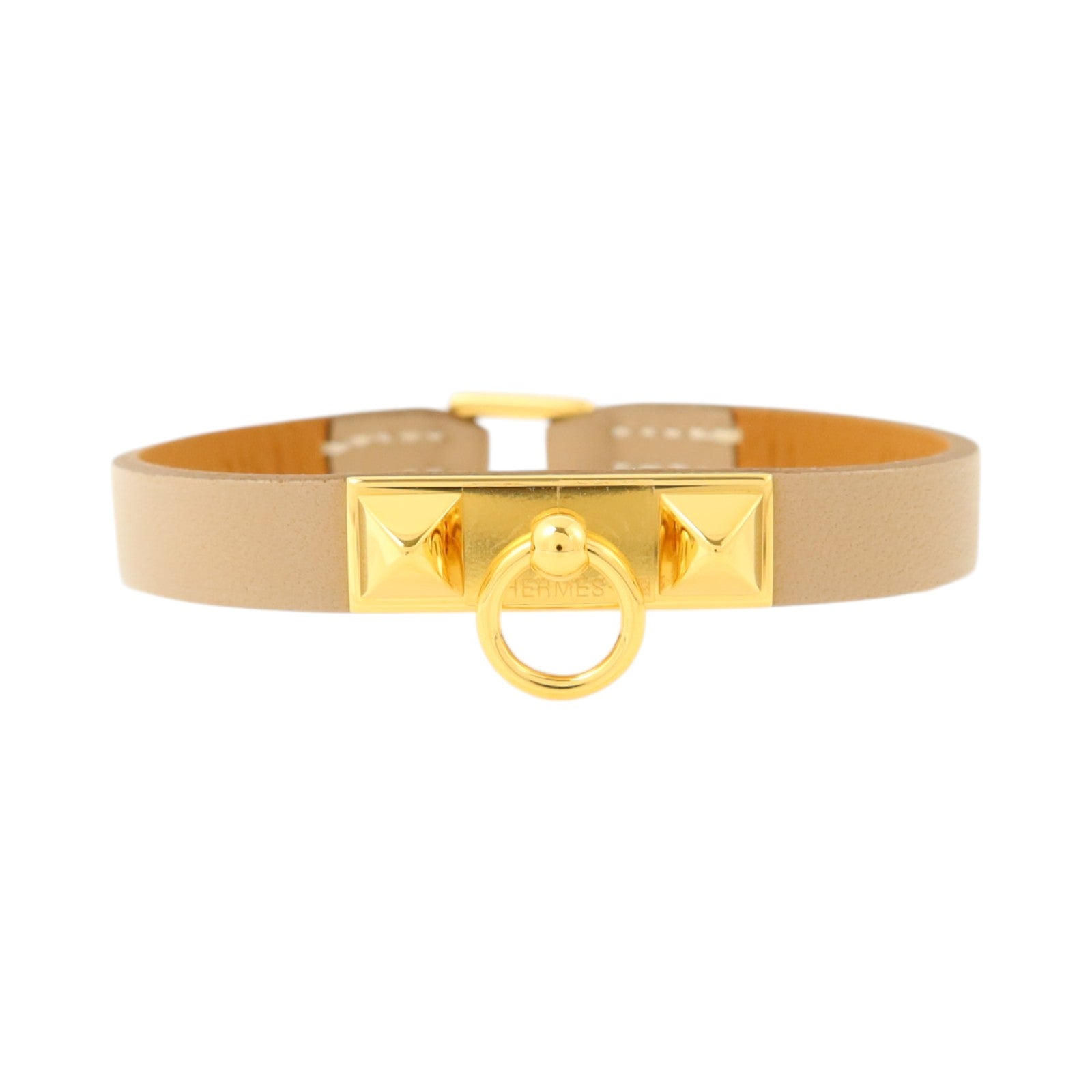 HERMES Swift皮革Rivale Mini Bracelet金扣手鏈
